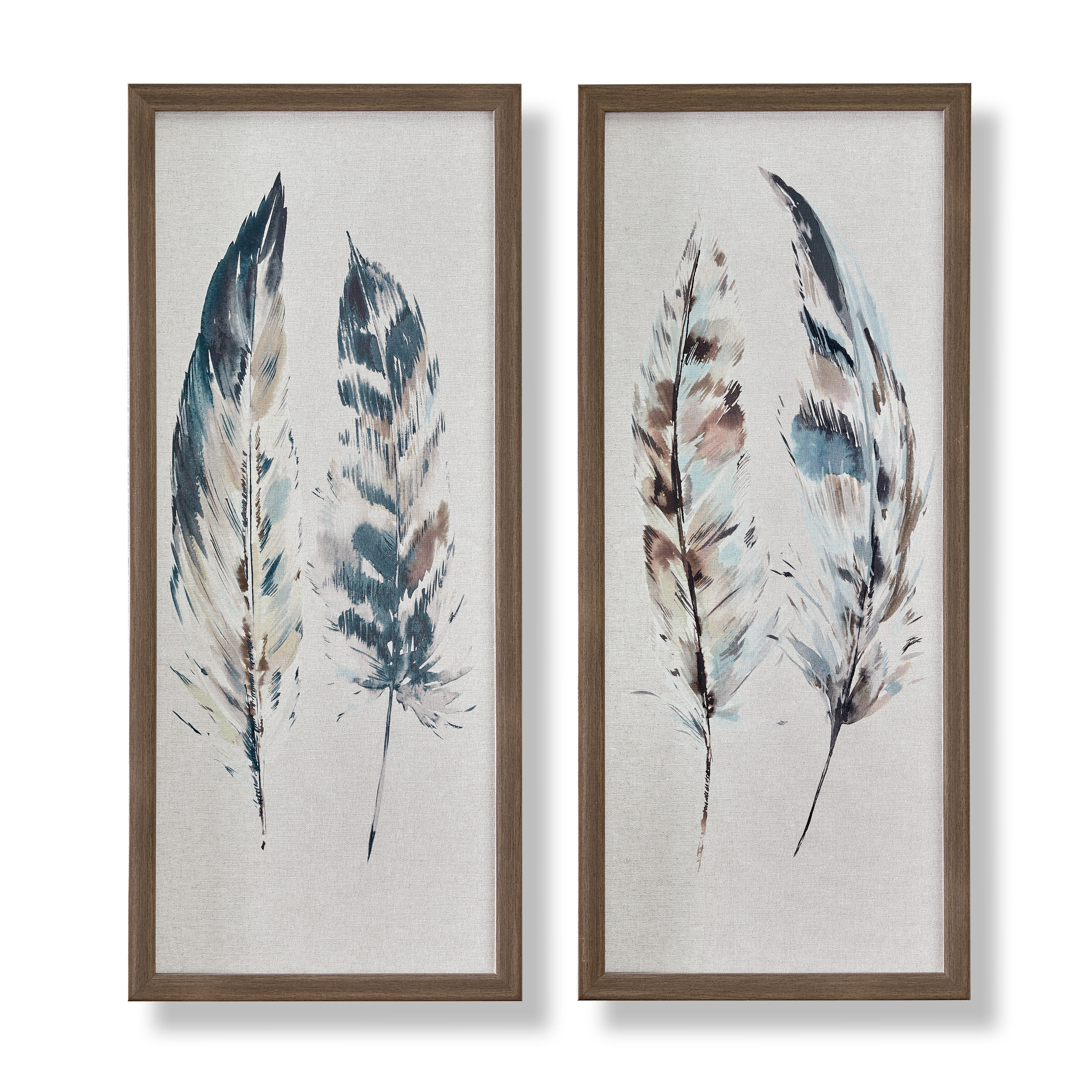 Falling Feather Art - Gold Feathers in Shadow Box - Gold Frame - Wood