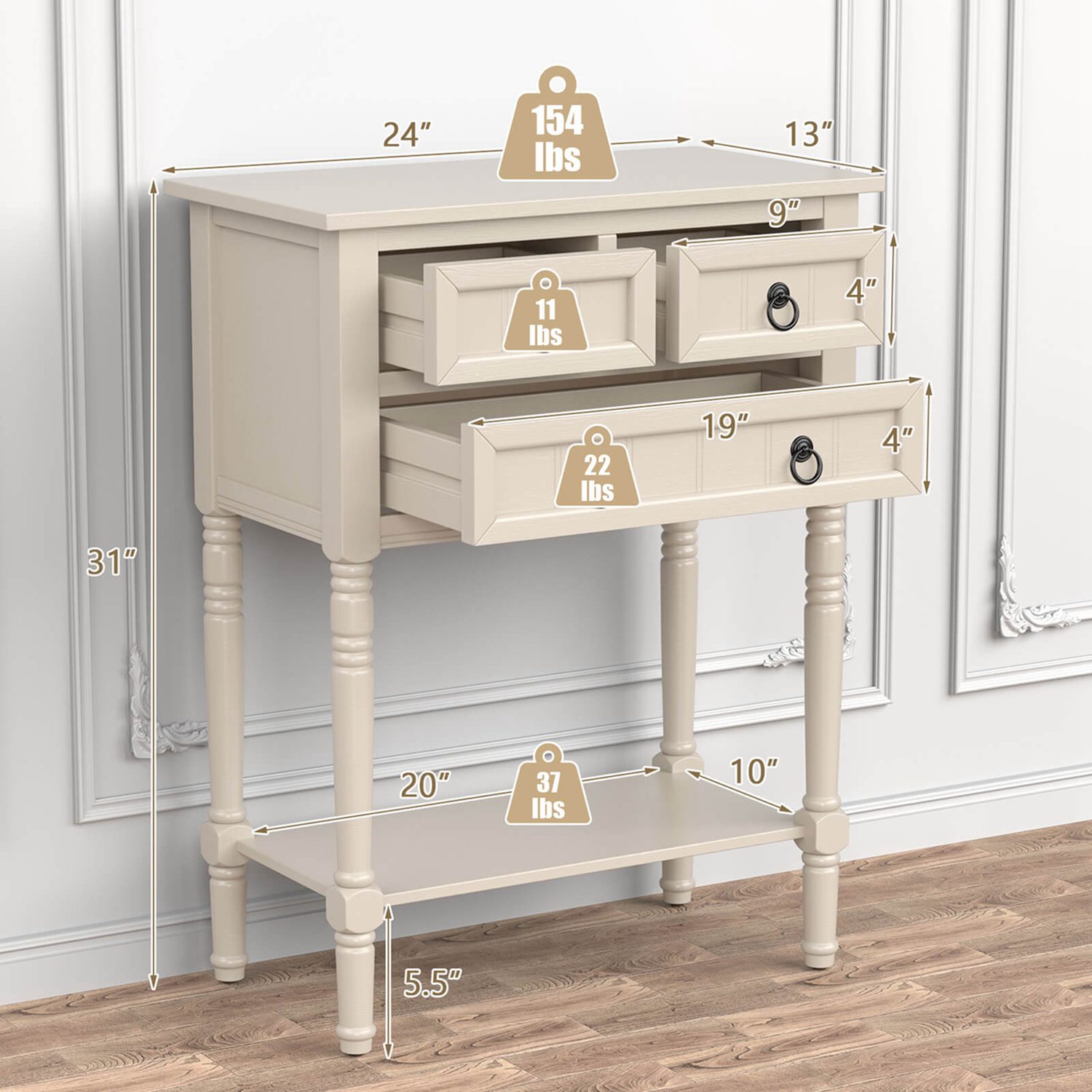 Costway CSHY003403 Console-Sofa-Tables - View #3