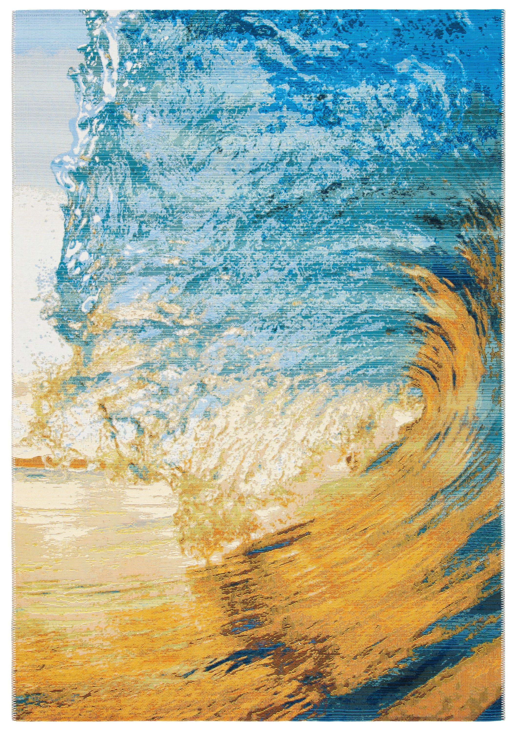Blue and Gold Tropical Wave Indoor/Outdoor Rug 3'3" x 5'3"