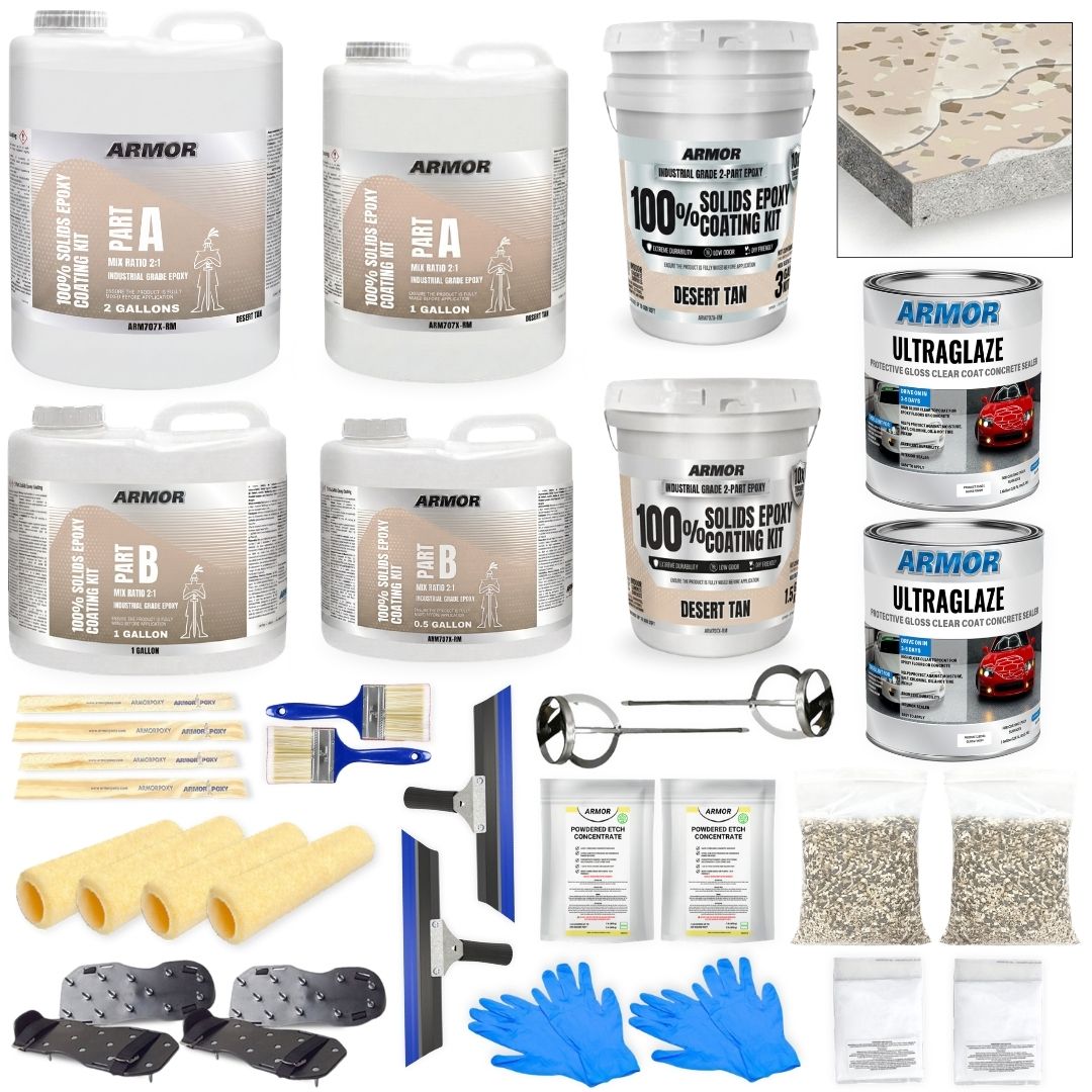 Armorpoxy 2-part Desert Tan Lux With Flakes Epoxy Concrete and Garage Floor Paint ( 4.5-gallon )