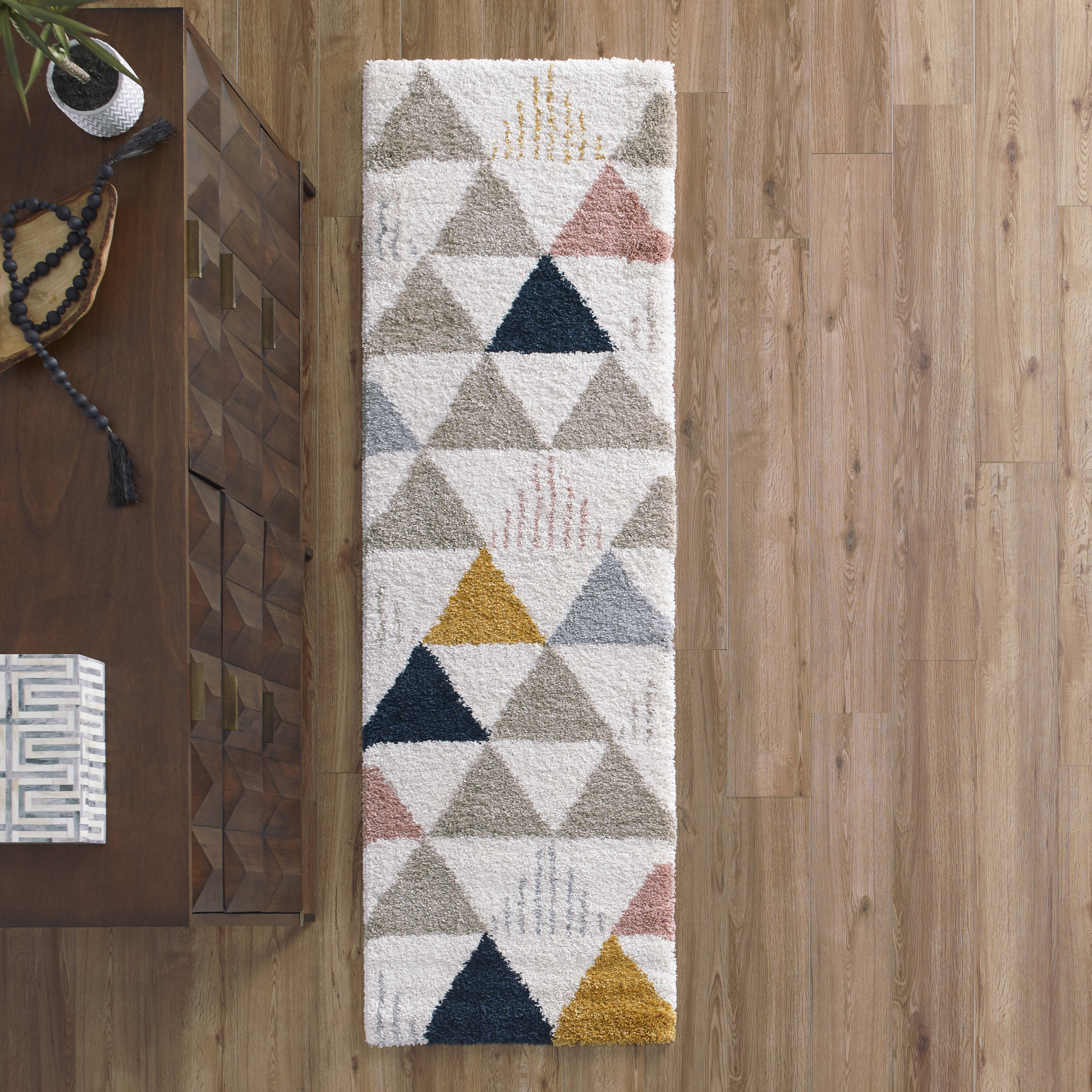 Origin 21 3101802 Modern Geo 2 x 7 (ft) Loomed Polypropylene Multi Rectangular Indoor Geometric Mid-Century Modern Area rug