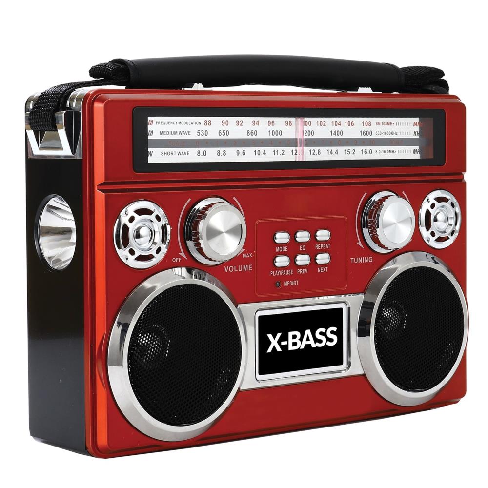 Audiobox Cassette Player & Recorder W/ Bluetoooth AM/FM/SW Radio /USB/SD Red 