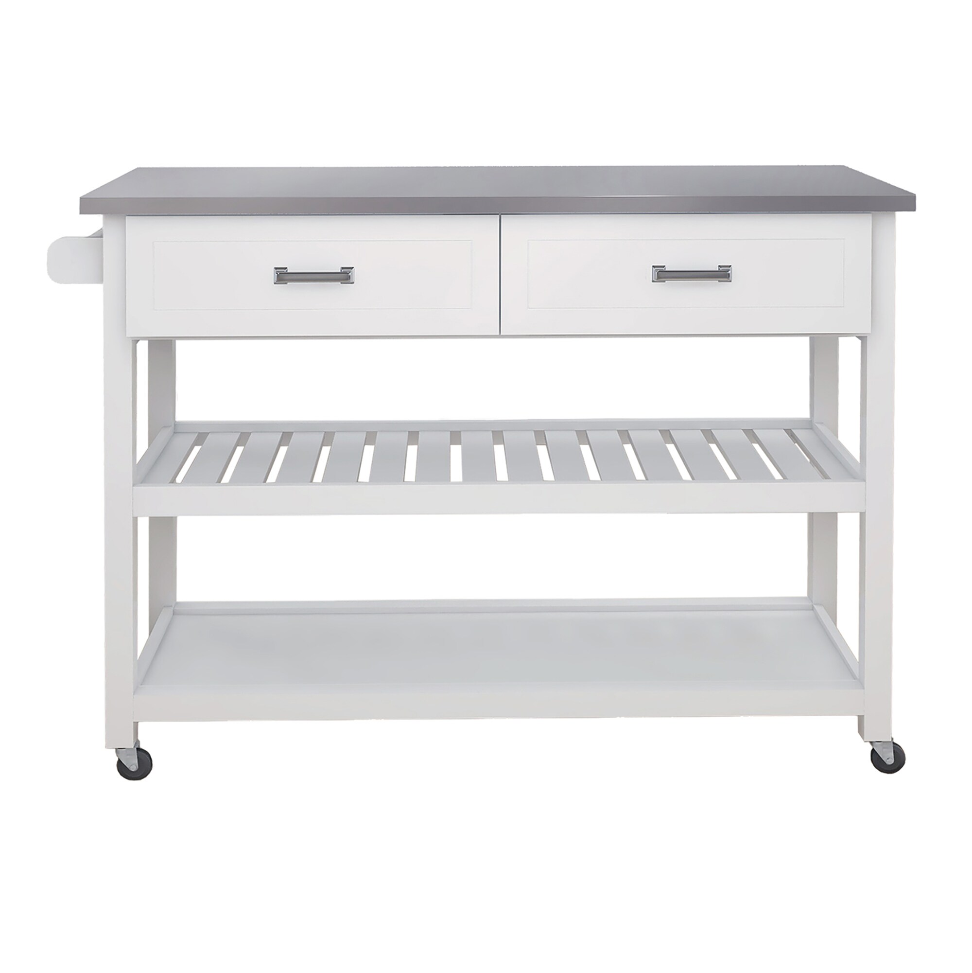 Nestfair White Wood Base with Mdf Wood Top Rolling Kitchen Cart (19.69-in x 47.2-in x 36.02-in)