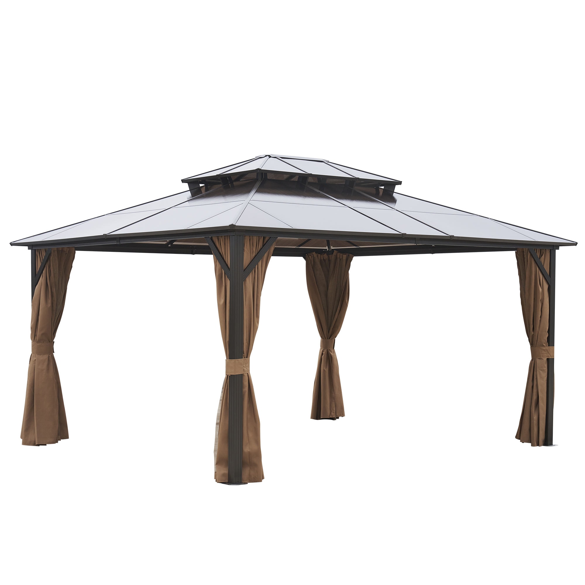 Bybafun 12-ft x 10-ft Hardtop Roof Aluminum Gazebo (Screen Included)