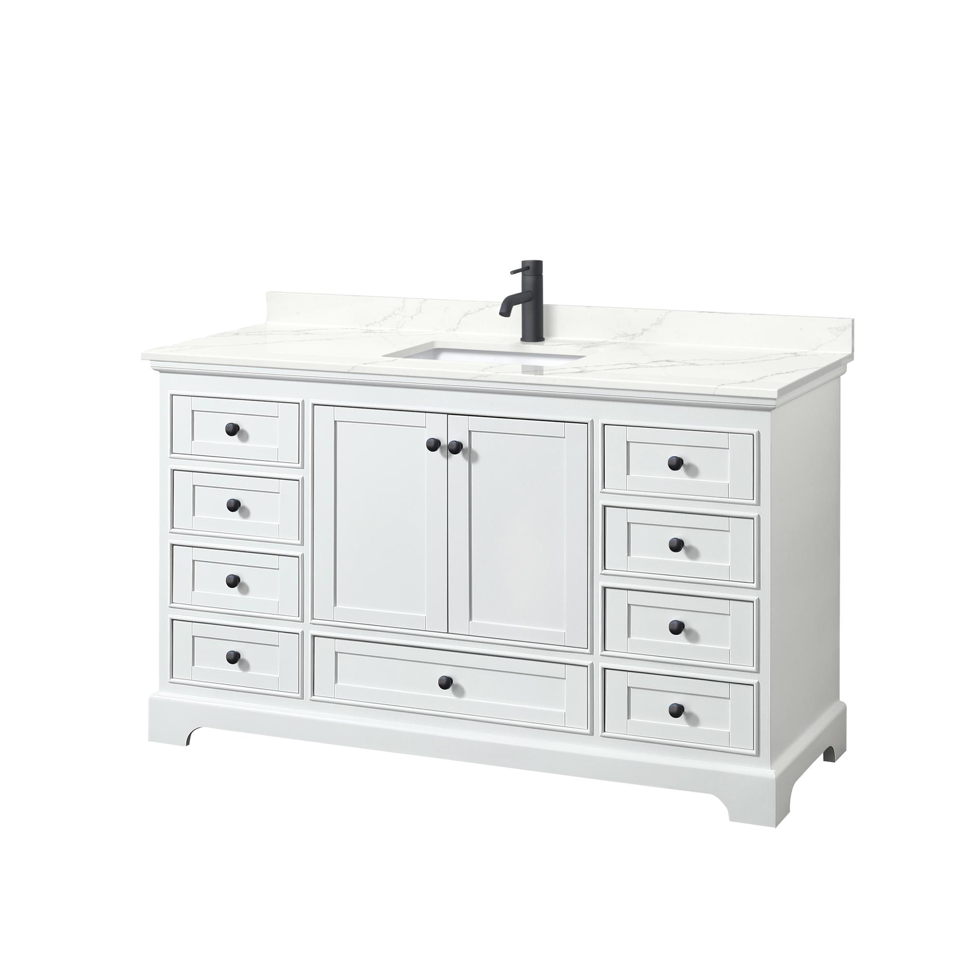 Wyndham Collection WCS202060SWBGTUNSMXX Deborah 60-in White Undermount Single Sink Bathroom Vanity with Giotto Quartz Top