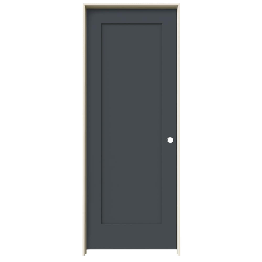 JELD-WEN LOWOLJW191200277 32-in x 80-in Slate Solid Core 1-panel Square Left Hand Smooth Prefinished Molded Composite Flat Jamb Single Prehung Interior Door