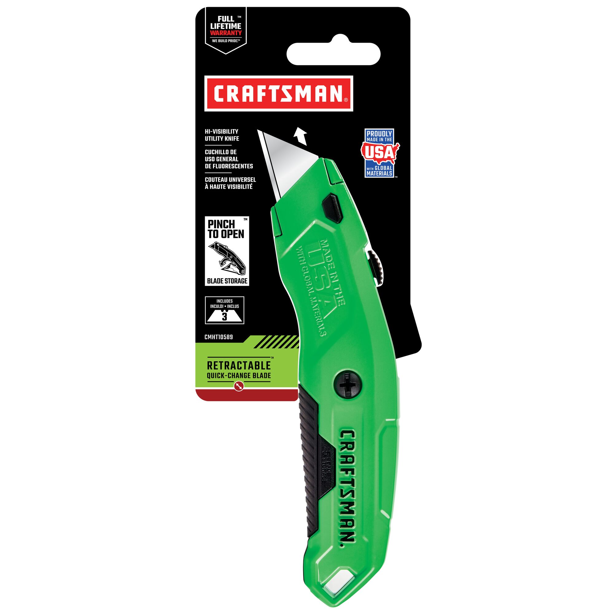 RETRACTABLE CUTTER Utility Knife With Auto-Lock Design Red & Green