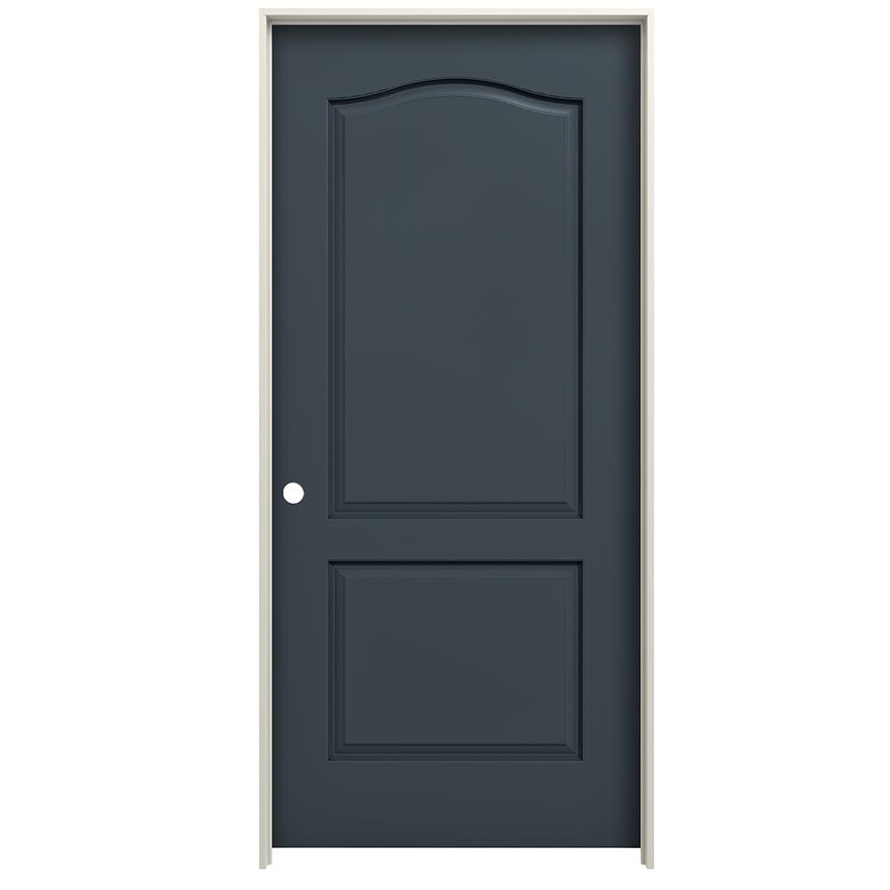 RELIABILT 28-in x 80-in Slate Hollow Core 2-panel Arch Top Right Hand Textured Prefinished Molded Composite Flat Jamb Single Prehung Interior Door -  LO1001444