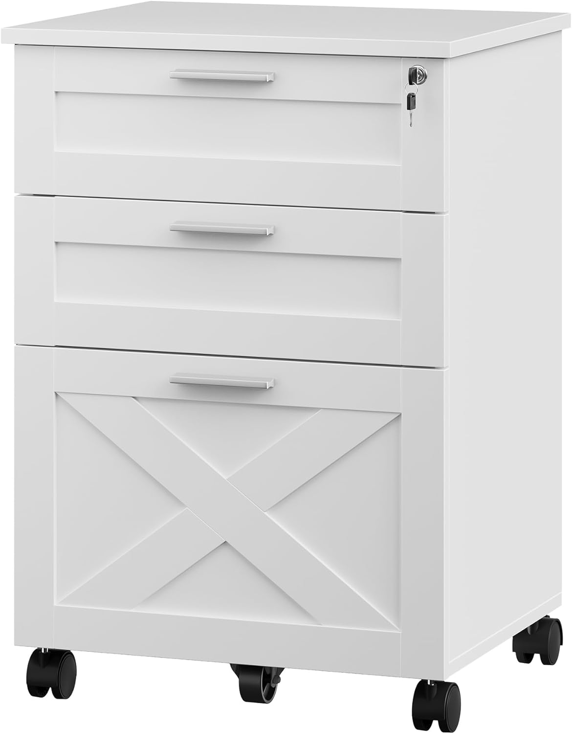 Garvee 3 Drawer Mobile File Cabinet with Lock Under Desk Wooden Filing Cabinet for Home OfficeLegalLetterA4 File Printer Stand with Drawers Easy Fully Assembled White