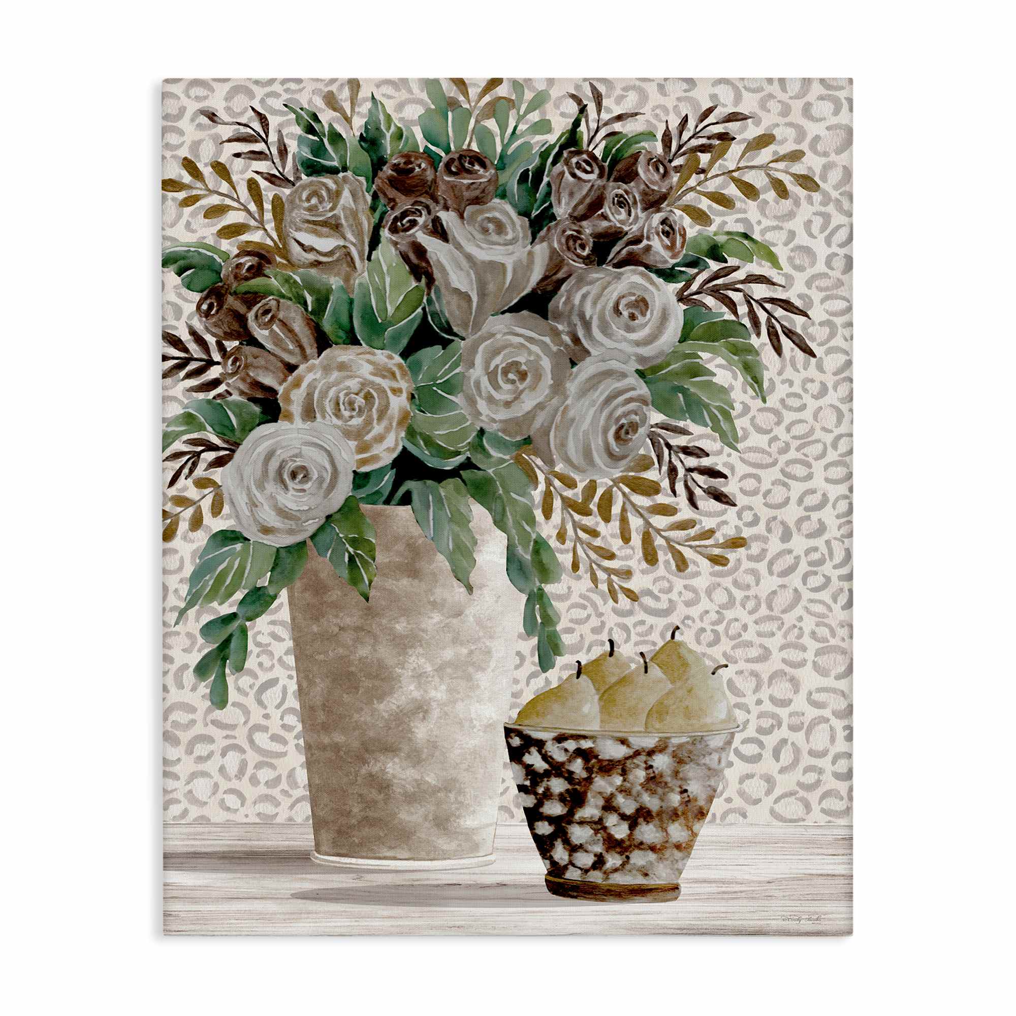 Stupell Industries BS-702-CN-24X30 Bouquet on Leopard Pattern Canvas design by Cindy Jacobs