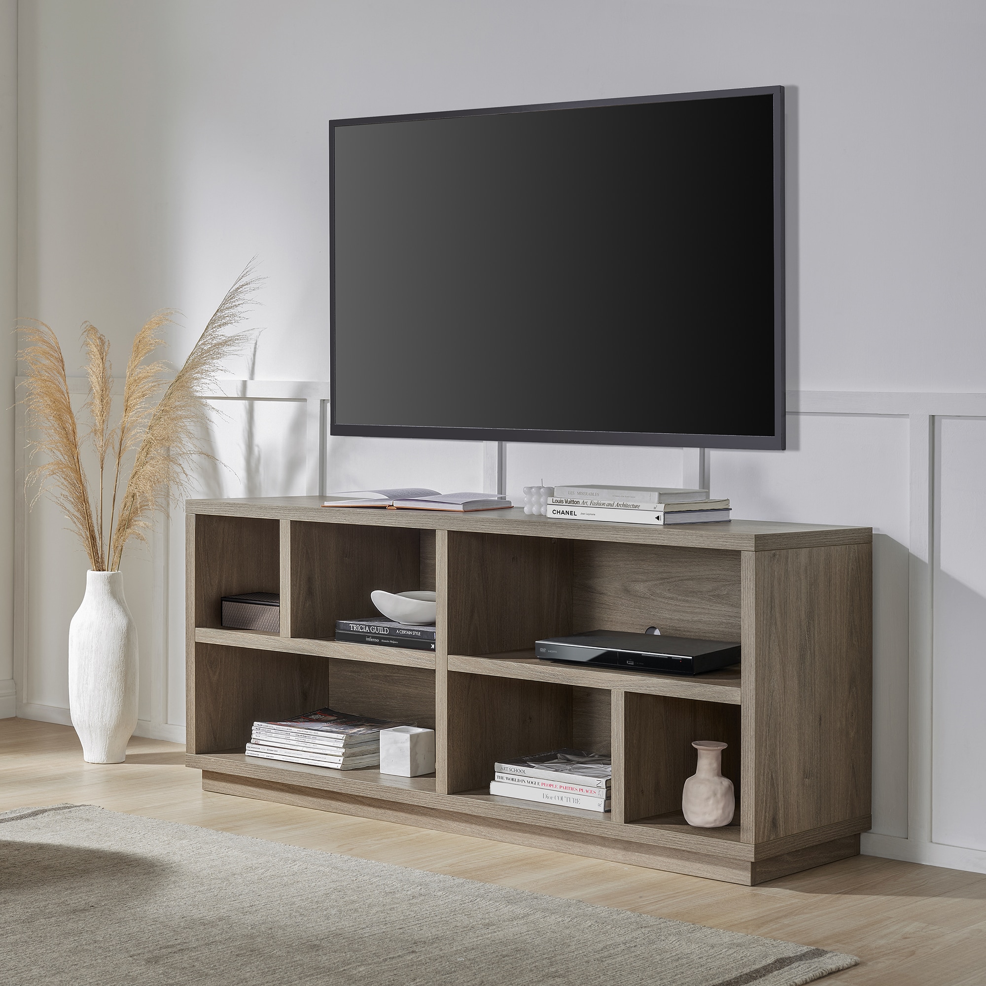 Hailey Home TV1406 Bowman Traditional Antiqued Gray Oak TV stand ( Accommodates TVs up to 70-in )