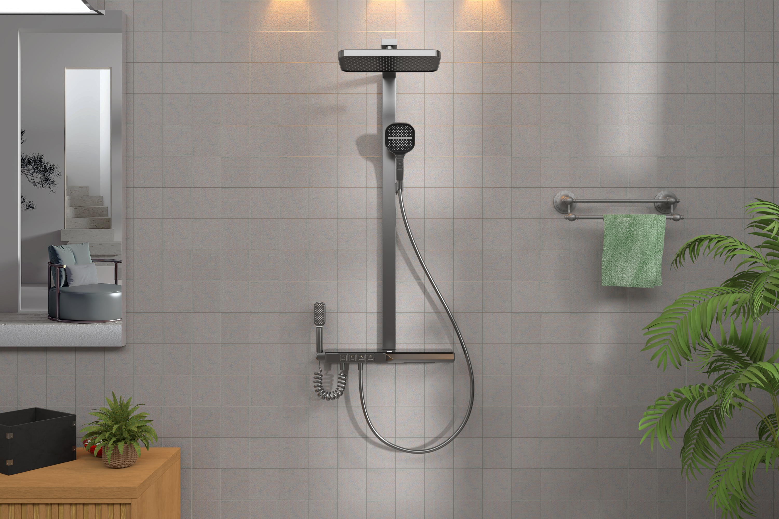 WELLFOR CR-P-12-3W02BN Showerhead-Bar-Panels - View #3