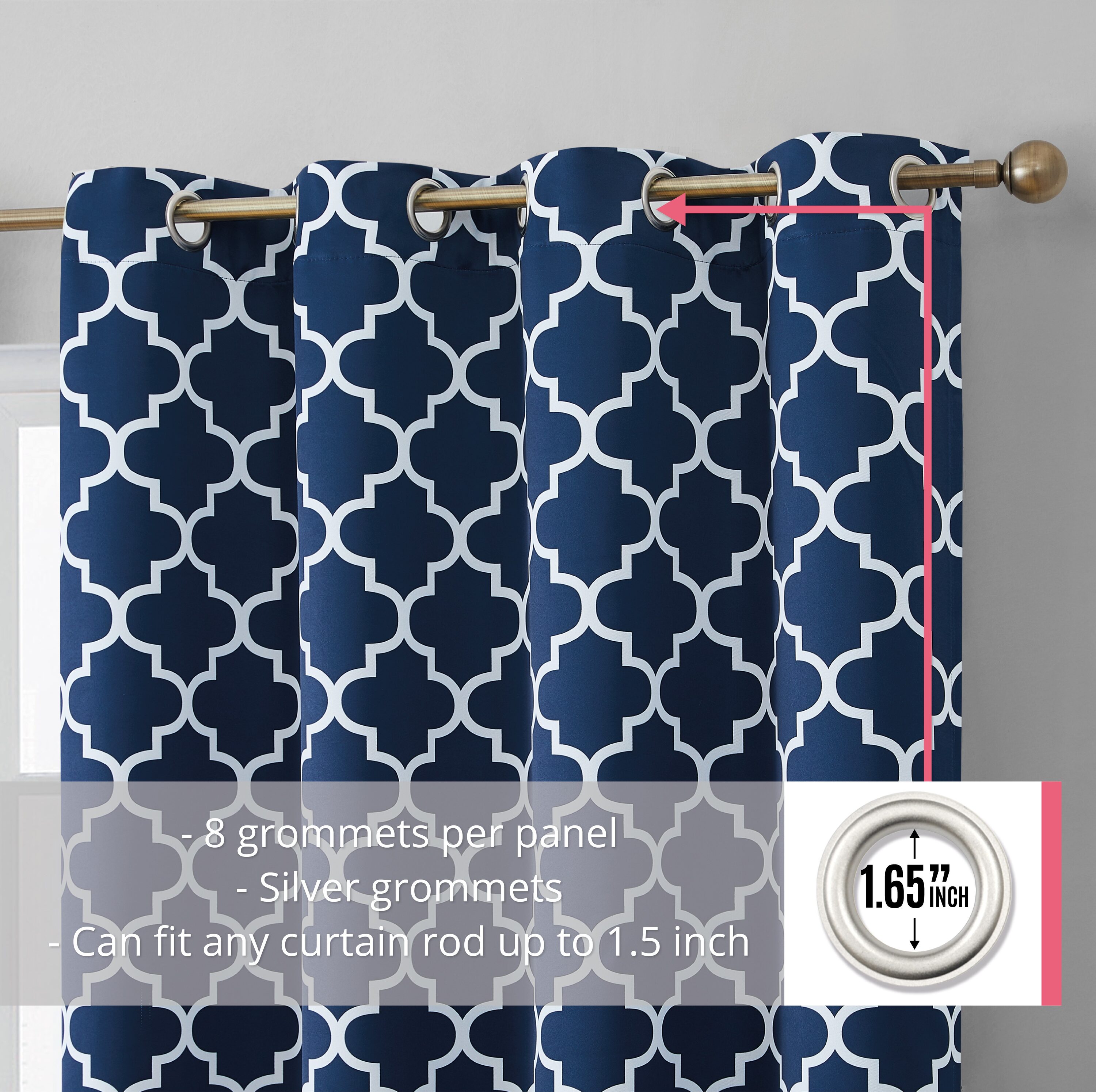 HLC.me LTTCPRNT-45NVY curtains - View #2