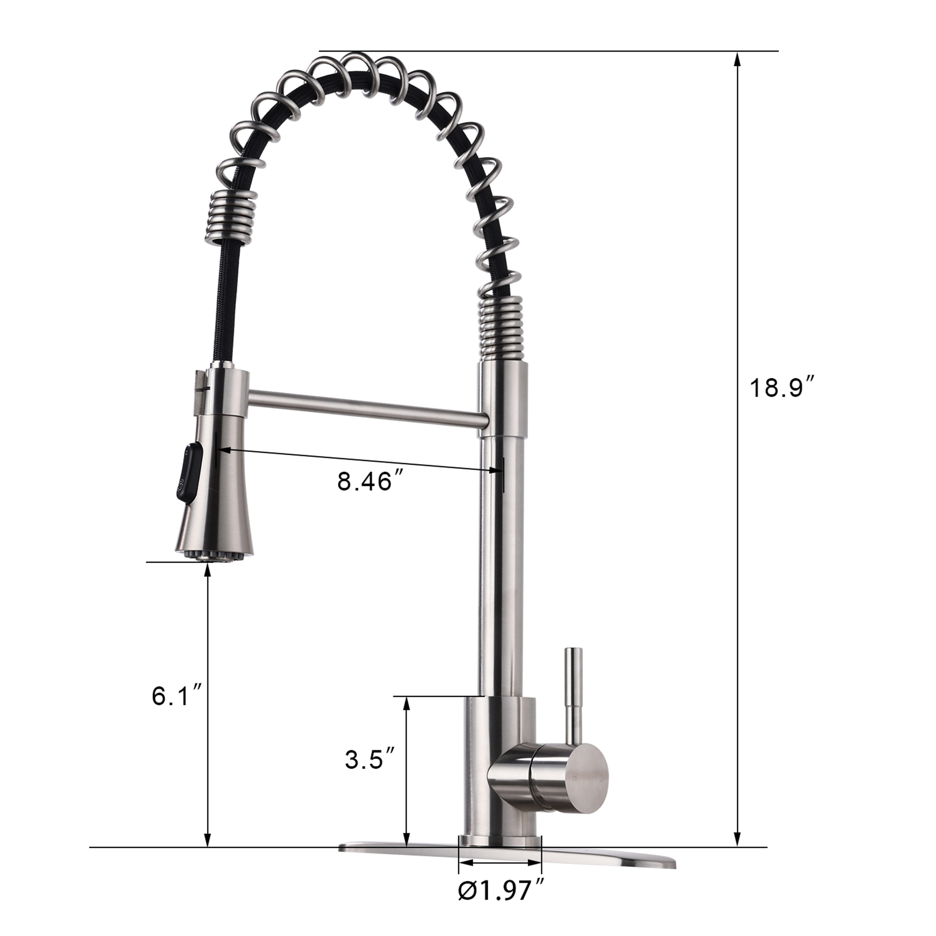 Clihome Kitchen Faucets Brushed Nickel Single Handle Pre-rinse Kitchen ...