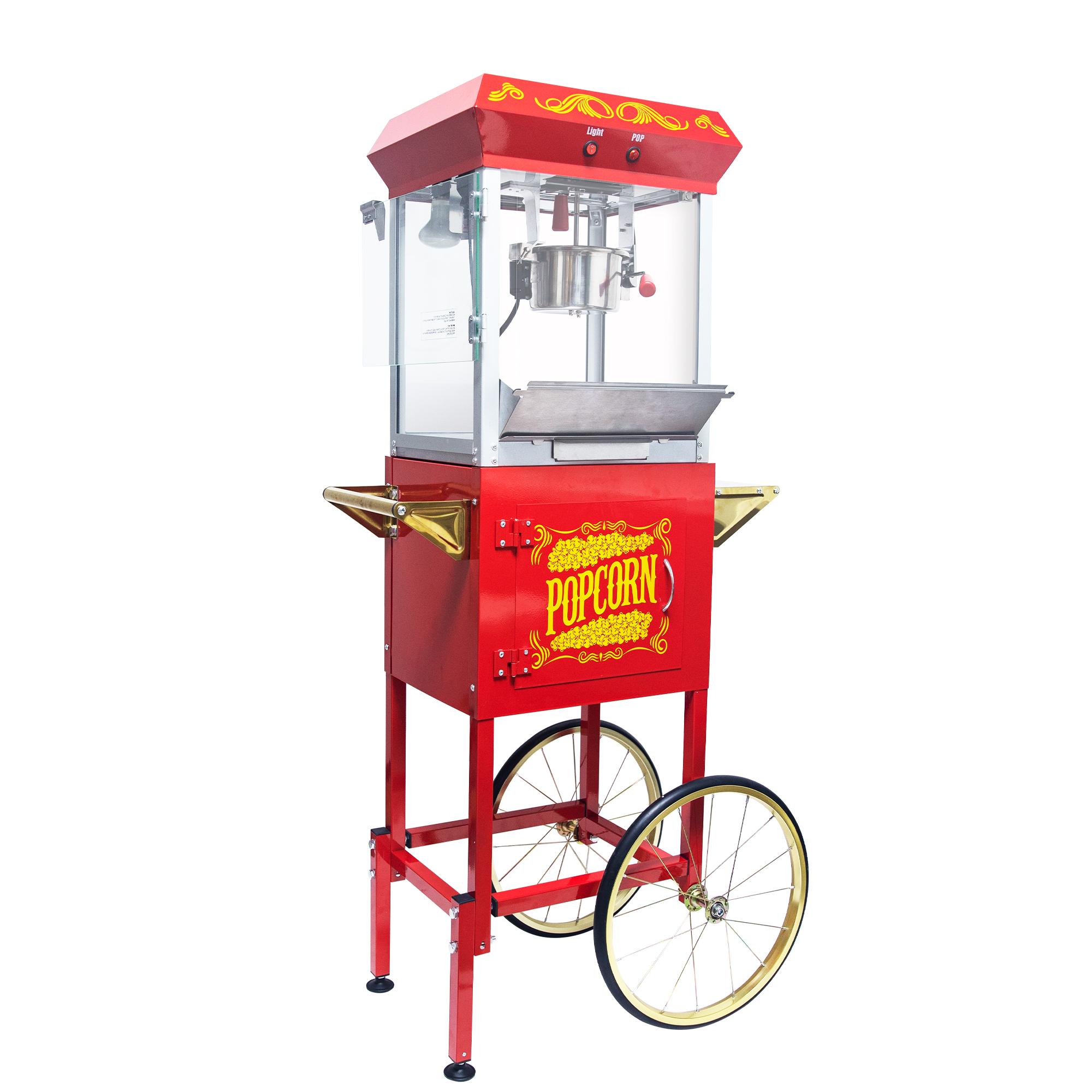Bayfeve BF-218154-MP 8-Ounce Red Vintage Theater Style Popcorn Machine with Cart