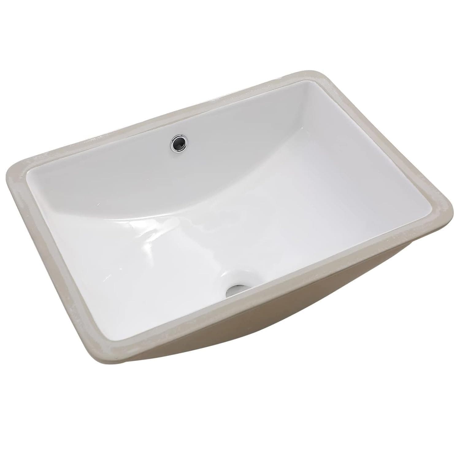 Afoxsos - Undermount Bathroom Sink 18x14 Inch White Rectangle Porcelain Ceramic Vessel Sinks Dee...