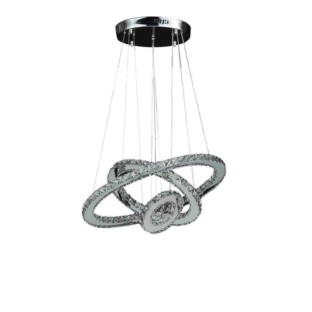Flynama L-116682 3 -Light Chrome Modern/contemporary Integrated LED Crystal For Use in Bedrooms, Dining Rooms, Foyers, Kitchens, Living Rooms Chandelier