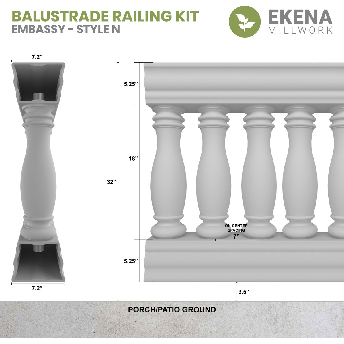 Ekena Millwork BALK32X108EMN railings - View #2