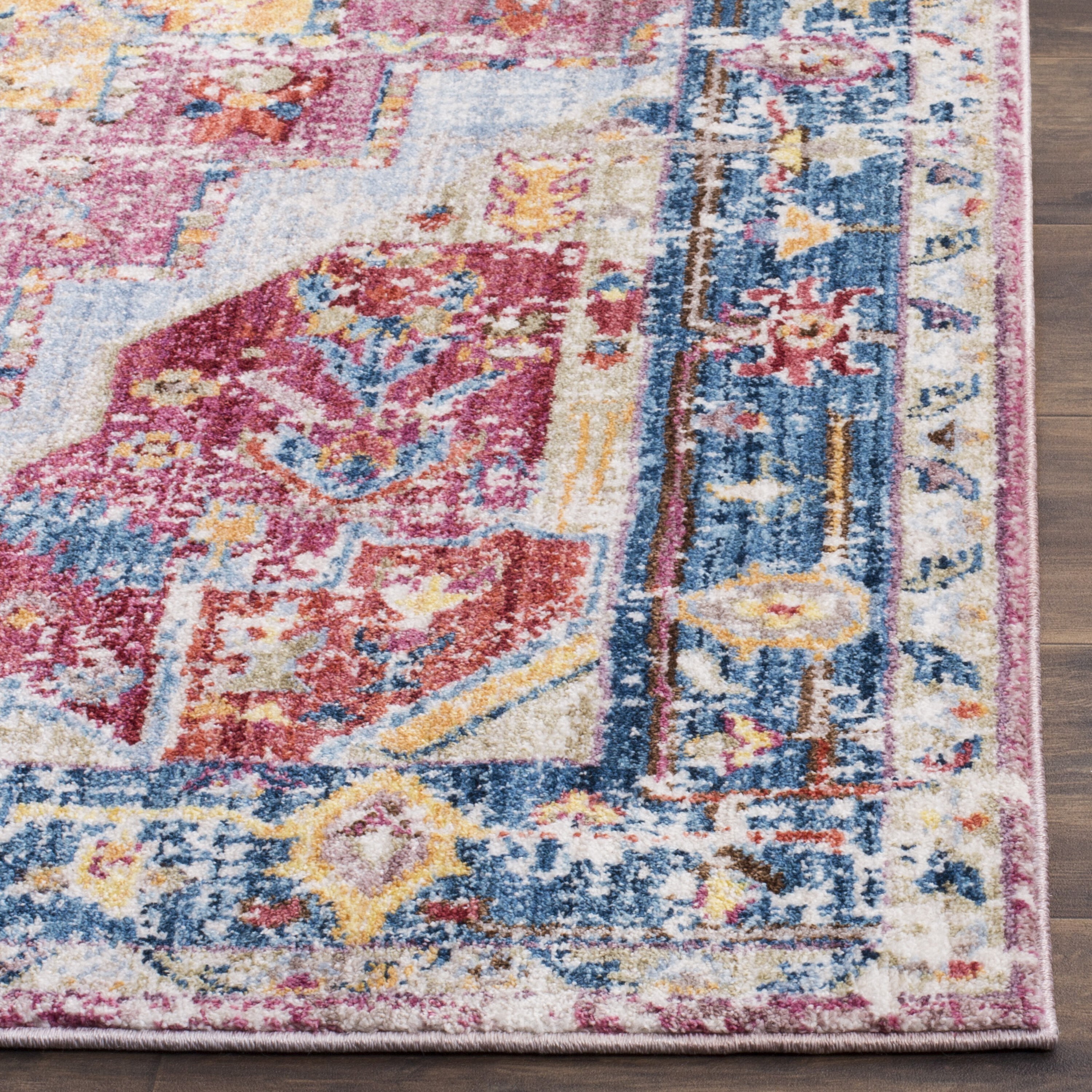 Bristol 3' x 5' Red and Blue Synthetic Area Rug