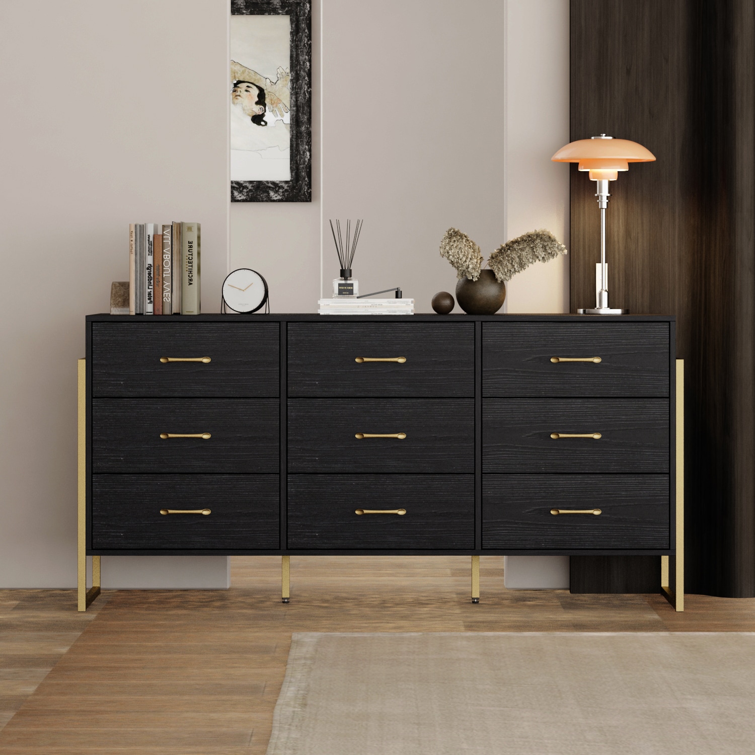 FUFU&GAGA WZ0241-01 Black 9 -Drawer Standard dresser