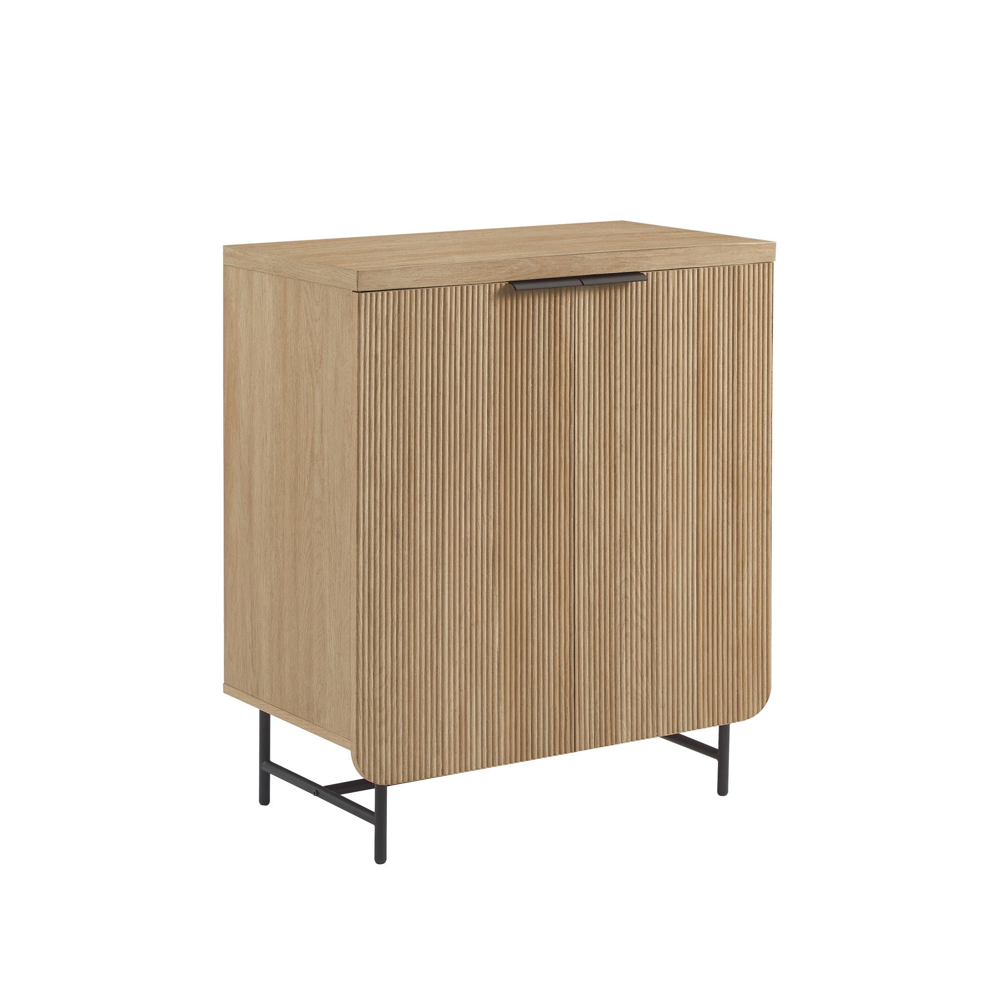 LOVMOR SF-M-B185P169150 Modern Scandi FlutedDoor Storage Console Coastal Oak