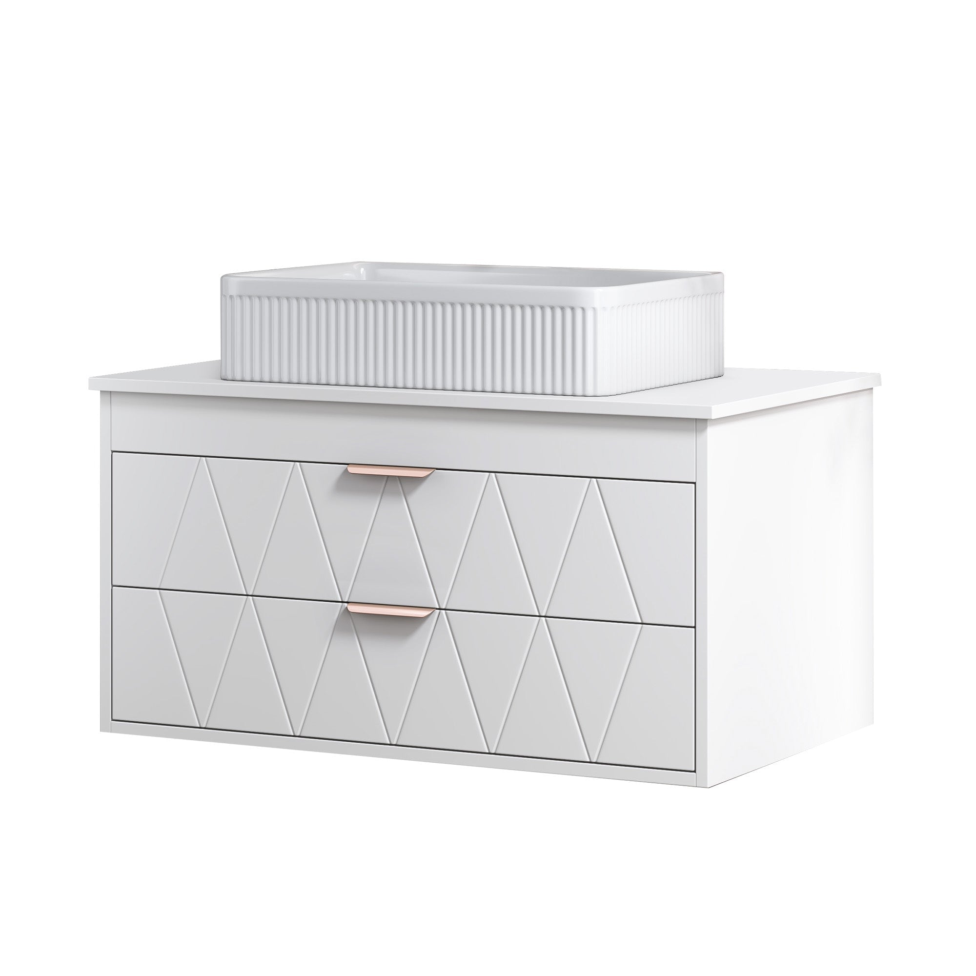 Boyel Living - 31.5 In Modern Single Bathroom Vanity with Ceramic Vessel Sink and Wide Storage Ca...