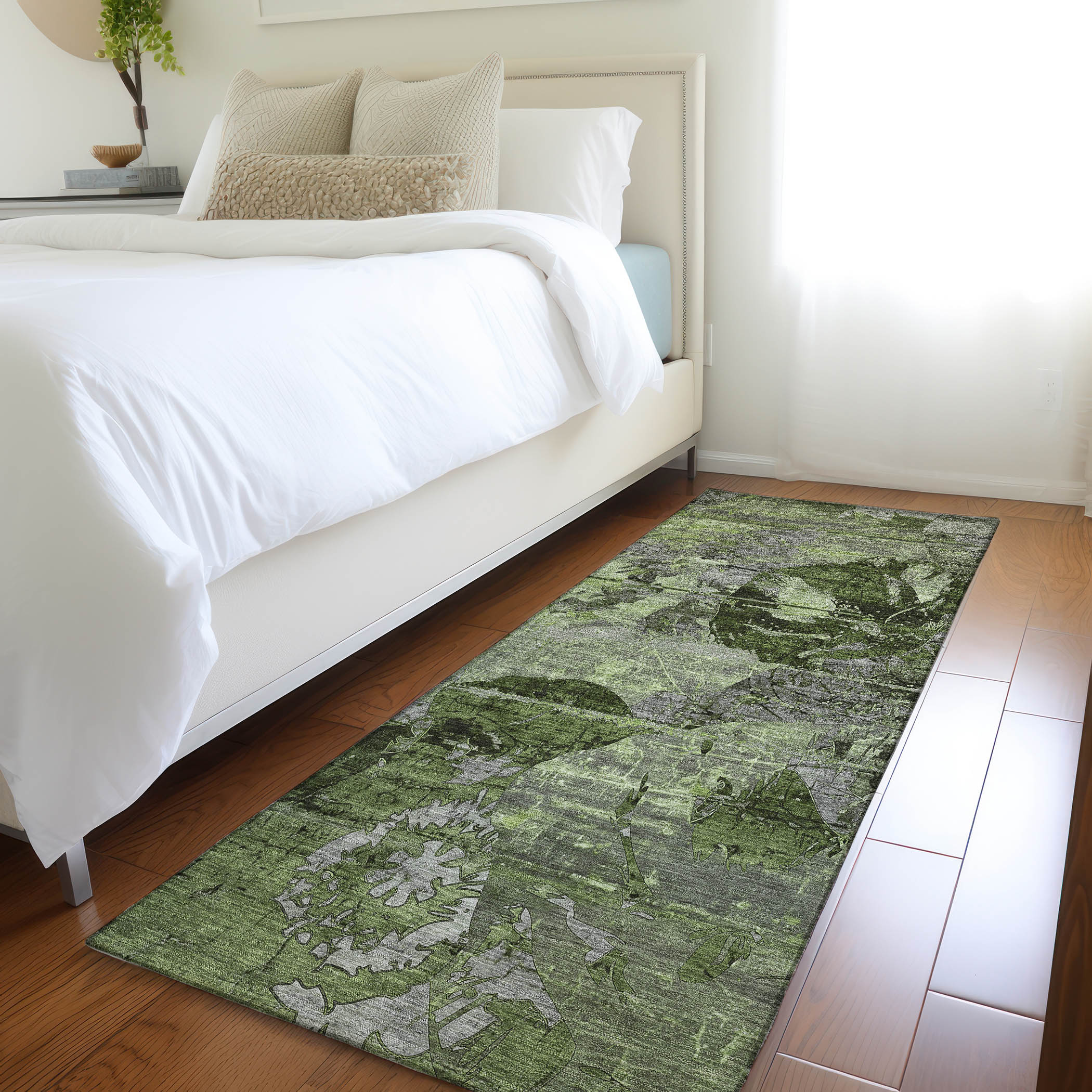 Addison Rugs ACN555GE2X8 Chantille ACN555GE 2 x 7 (ft) Polyester Green Rectangular Indoor/Outdoor Floral/Botanical Machine washable Area rug