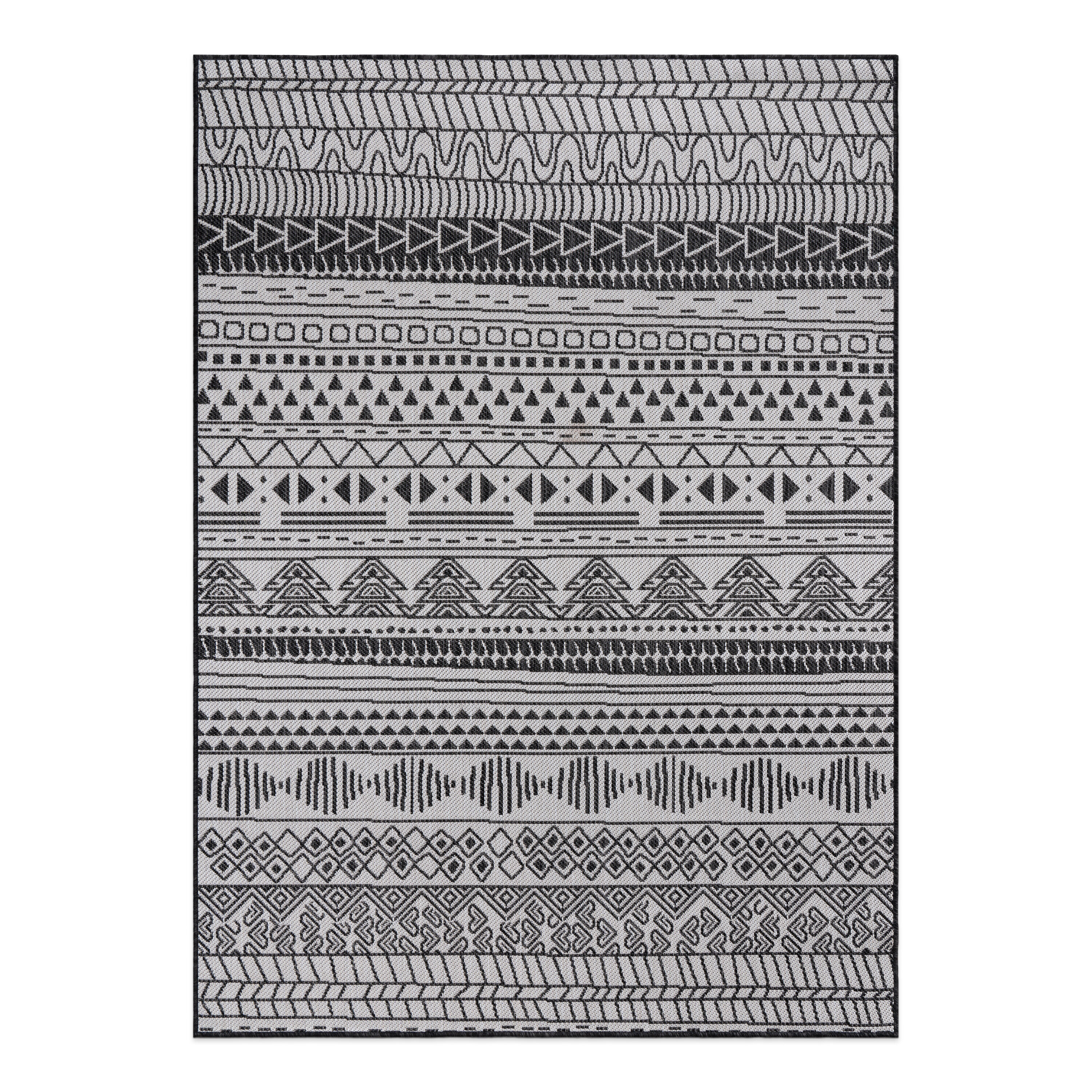 World Rug Gallery 122BLACK8X10 Summer 8 x 10 (ft) Loomed Polypropylene Black Rectangular Indoor/Outdoor Geometric Global Area rug