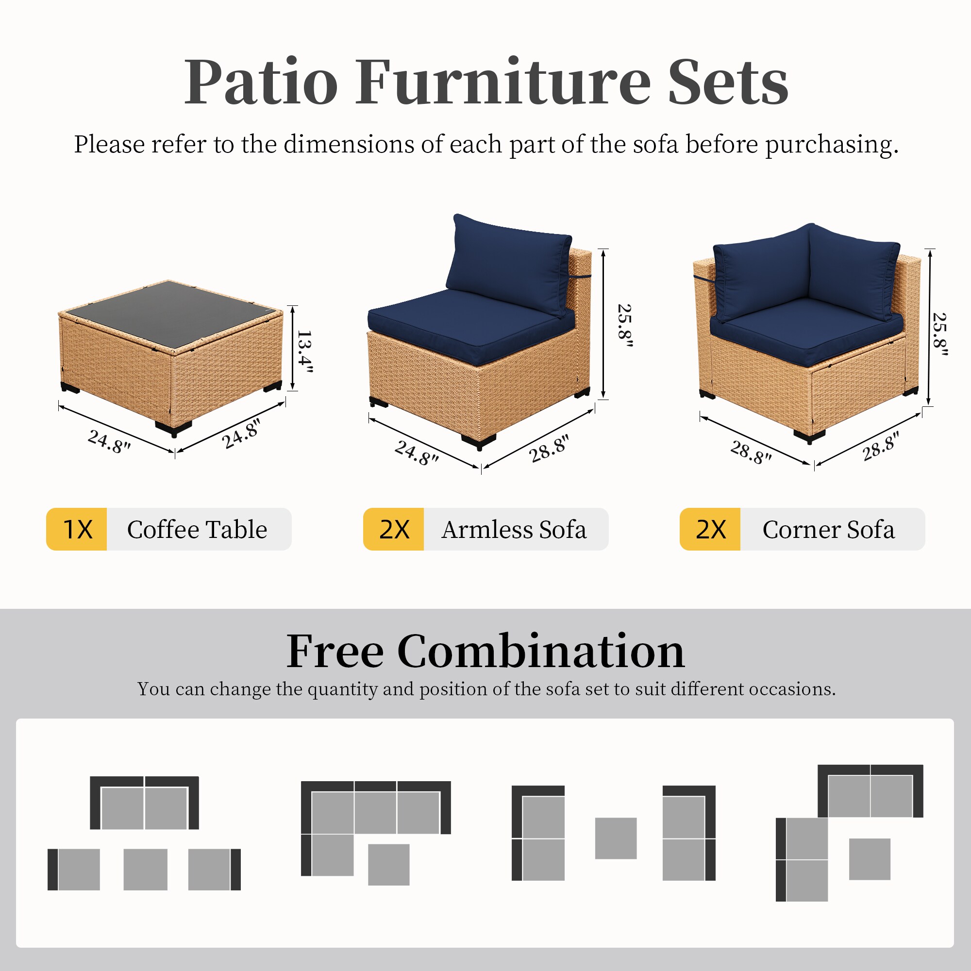 UPHA TBBE-AB-NAVYBLUE Patio-Conversation-Sets - View #3