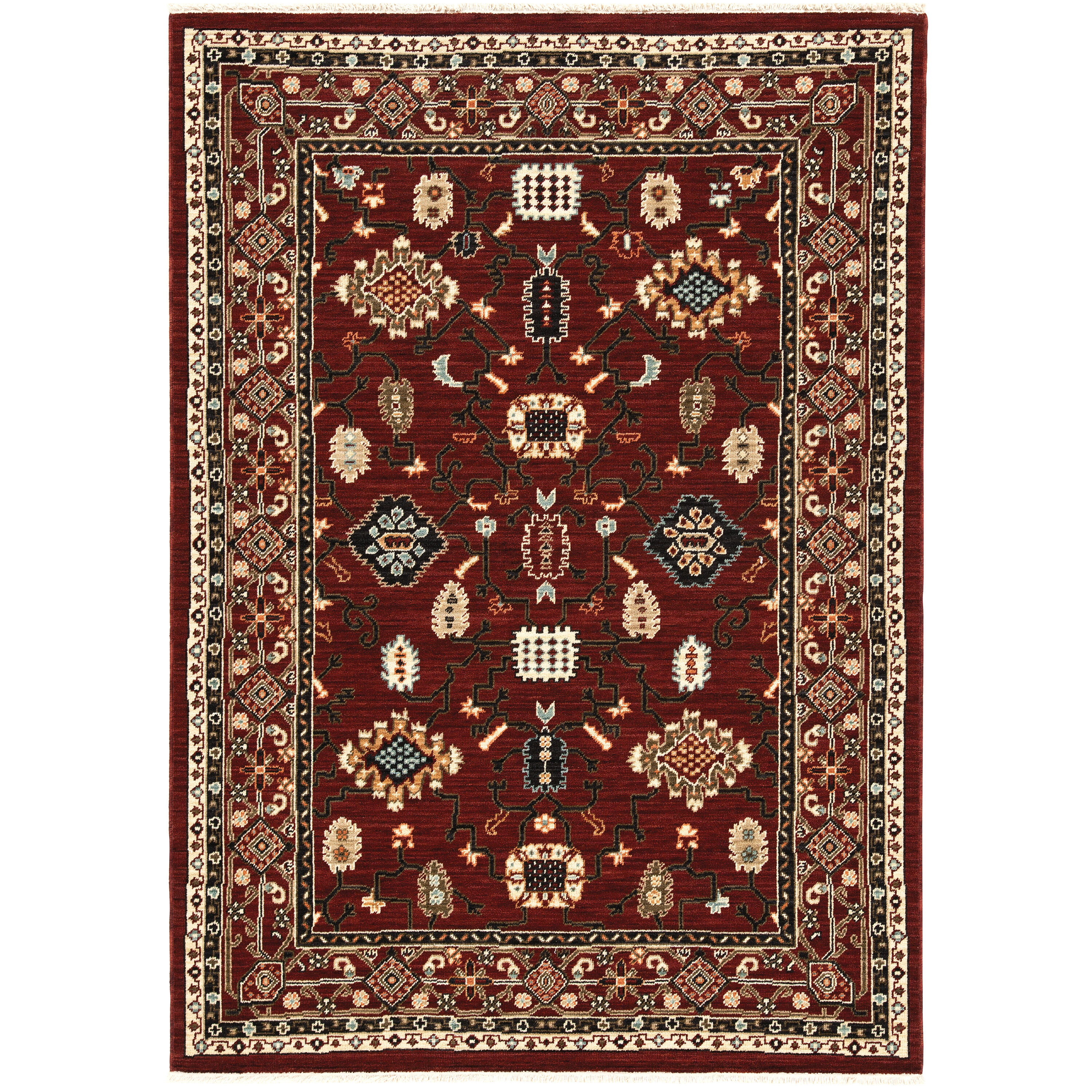 Archer Lane 043LILIS67L Idelwood 8 x 11 (ft) Wool Red Rectangular Indoor Geometric Bohemian/Eclectic Area rug