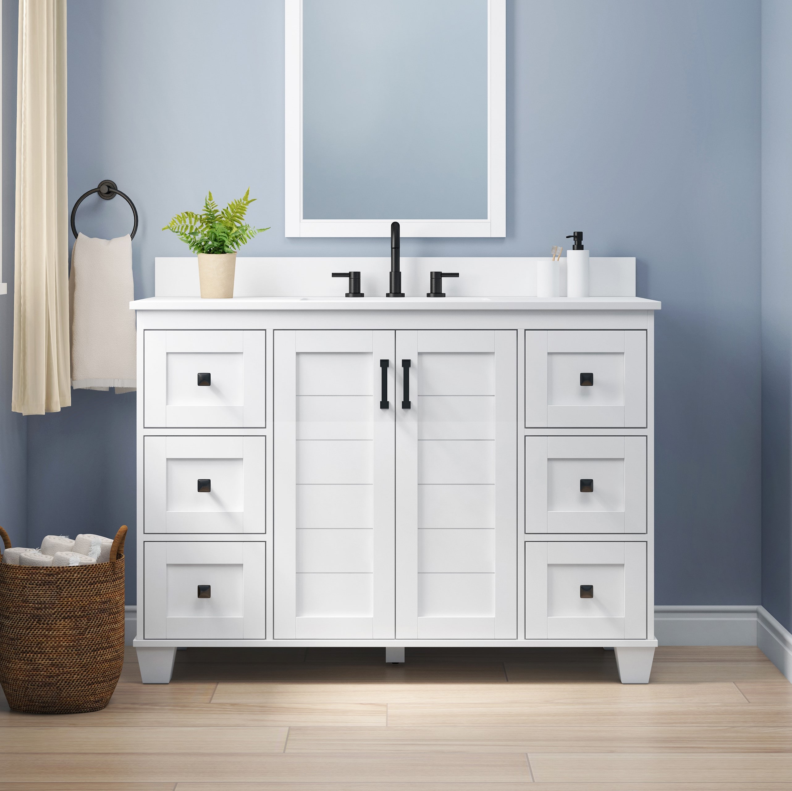 allen + roth rigsby 48-in white undermount single sink bathroom
