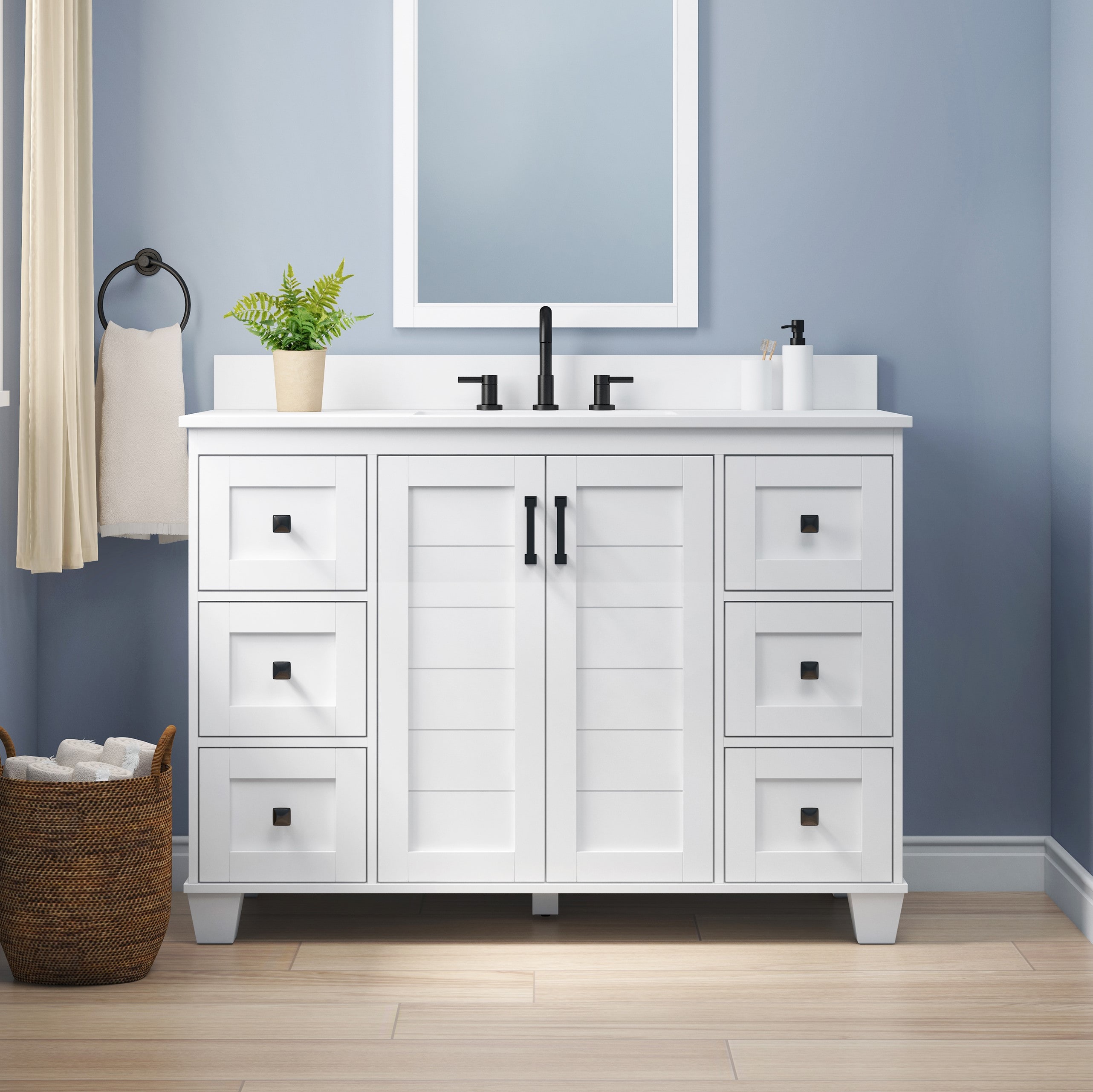 allen + roth Rigsby 48in White Undermount Single Sink Bathroom Vanity