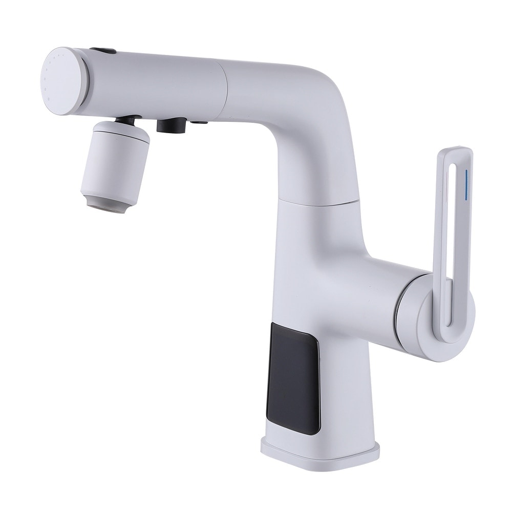 LIVIZA WF-B3711-WH White Single hole 1-handle Swivel Residential Handle Bathroom Sink Faucet