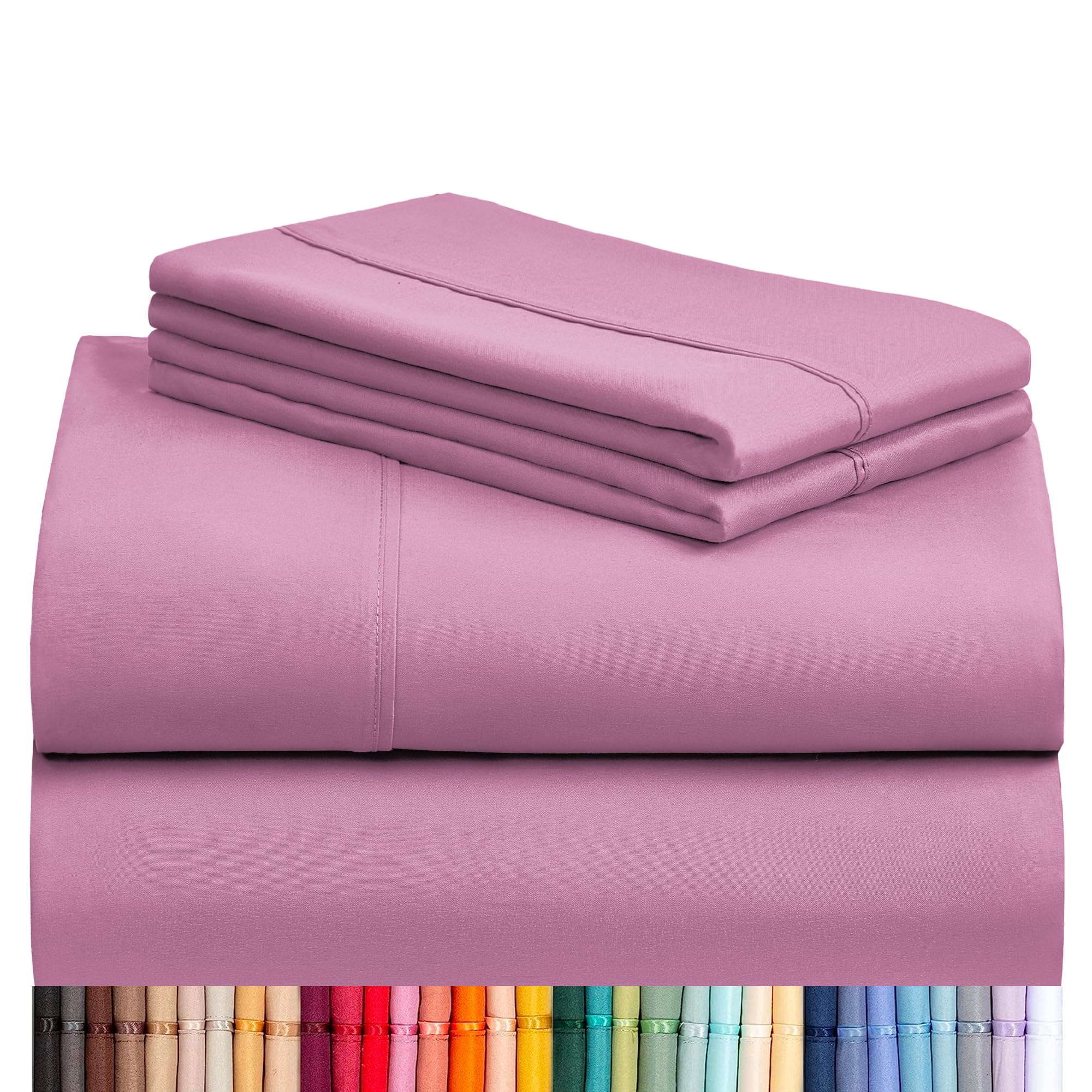 LuxClub B07WHRQGY8 3 PC Light Plum Twin XL Silky Soft Cooling Deep Pocket Performance Sheet Set