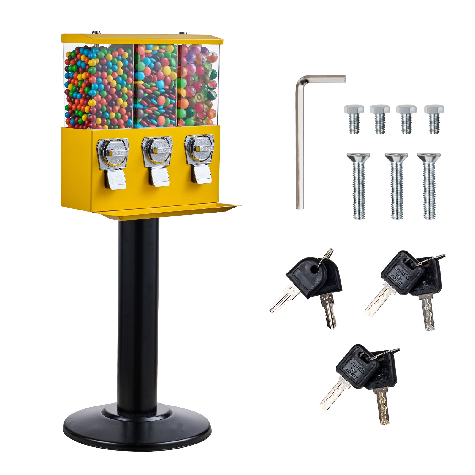 GIVIMO 3-Compartment Commercial Gumball and Candy Vending Machine with Iron Stand and 25-Cent Coin Operation #LW047GIVSS329