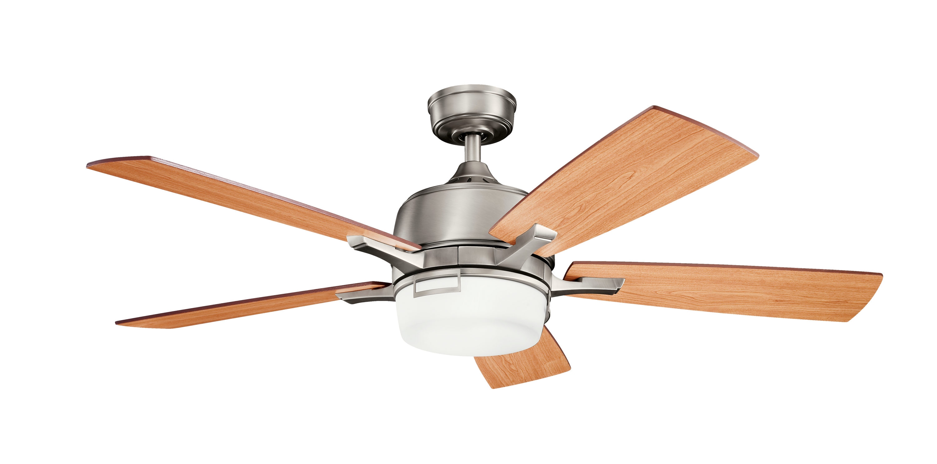 Kichler 300457AP Leeds 52-in Integrated LED Antique Pewter with Dark Cherry/Light Cherry Blades Ceiling Fan With Light - Remote Included ( 5 -Blade )