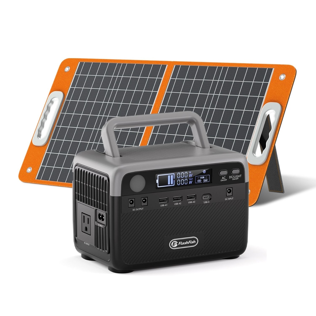 Loheer 300W 230.4Wh LiFePO4 Portable Power Station with 60W Solar Panel and AC Outlets