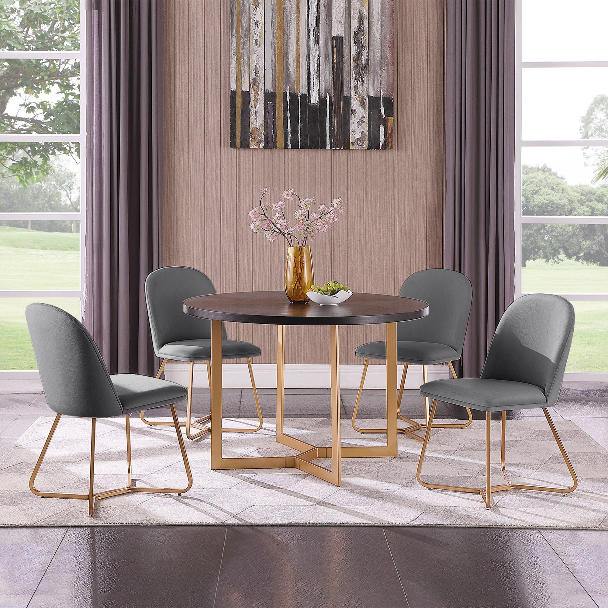 FARATI D2001-4-RTC-GREY gray Contemporary/Modern Dining Room Set with Round Table ( Seats 4 )