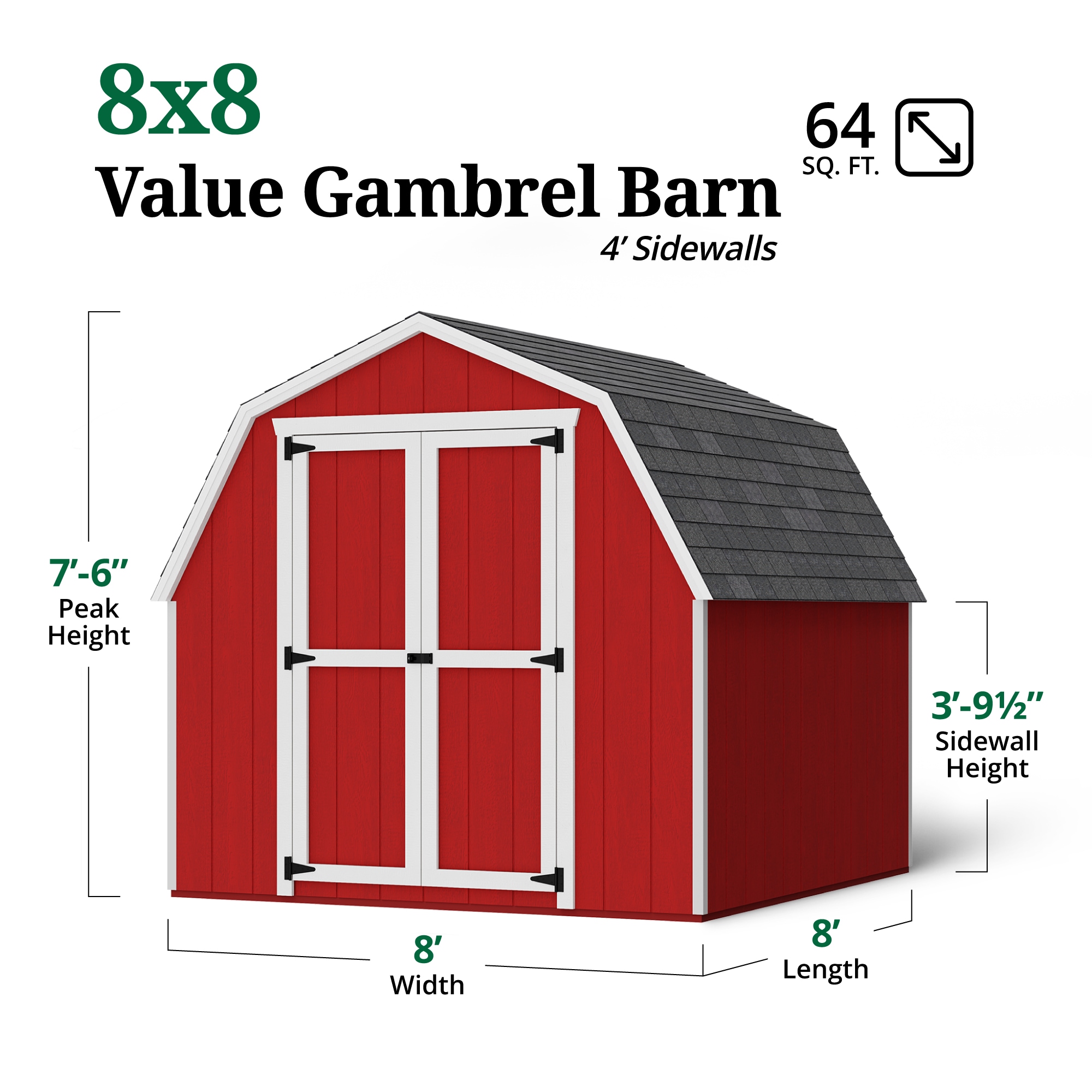 Little Cottage Co 8X8 VGB-4-PC Wood-Storage-Buildings - View #3