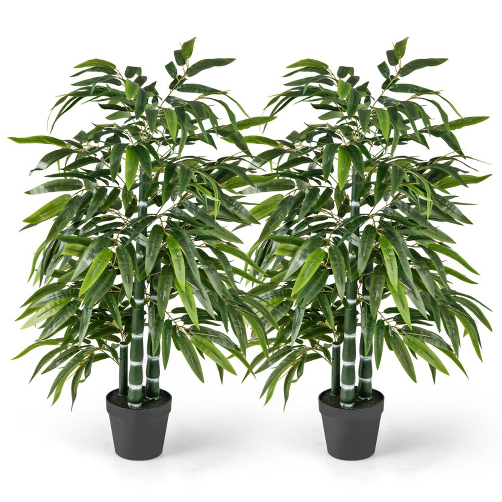 SUGIFT - Set of 2 50-in Artificial Bamboo Trees with 3 PE Bamboo Trunks Each 8-in Pot Diameter 6....