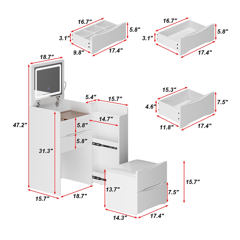Homsee V-KF210302-01 Bedroom-Vanities - View #18