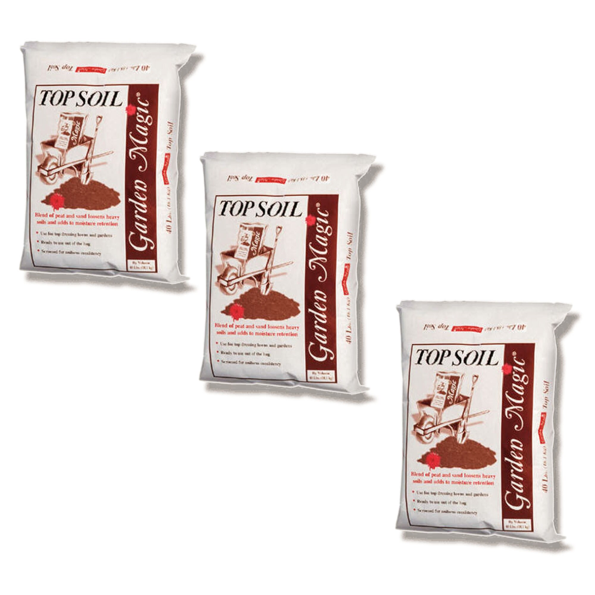 Michigan Peat - Garden Magic Planting Potting Top Soil Blend 40 lbs Bag (3 Pack)
