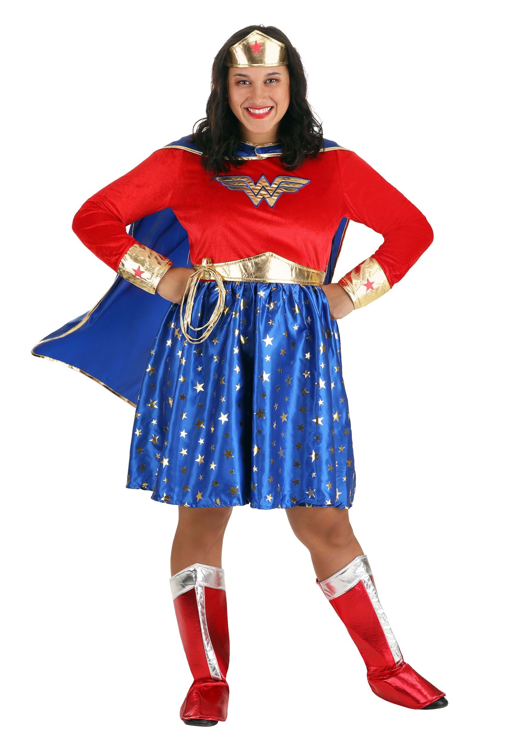 HalloweenCostumes - FUN Costumes Plus Size Wonder Woman Women's Long Sleeved Costume Dress Superh...