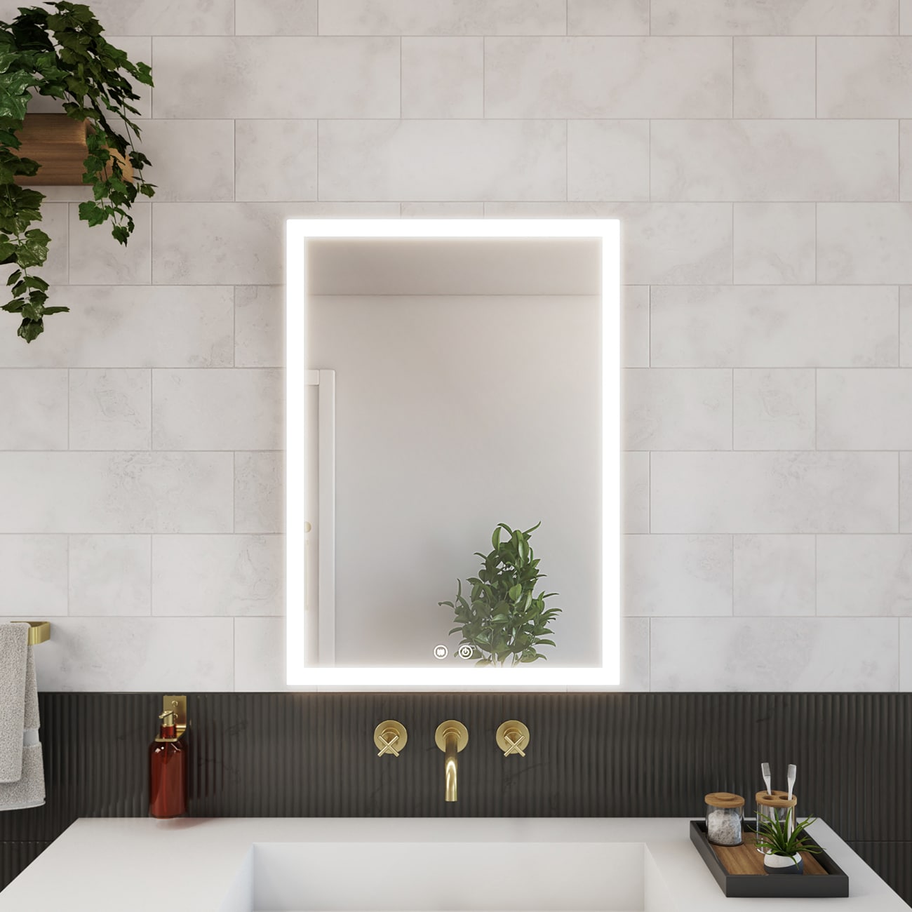 DreamLine LCBL2820S Brilliance 20-in x 24-in Lighted LED Surface/Recessed Mount Mirror Mirrored Rectangle Medicine Cabinet