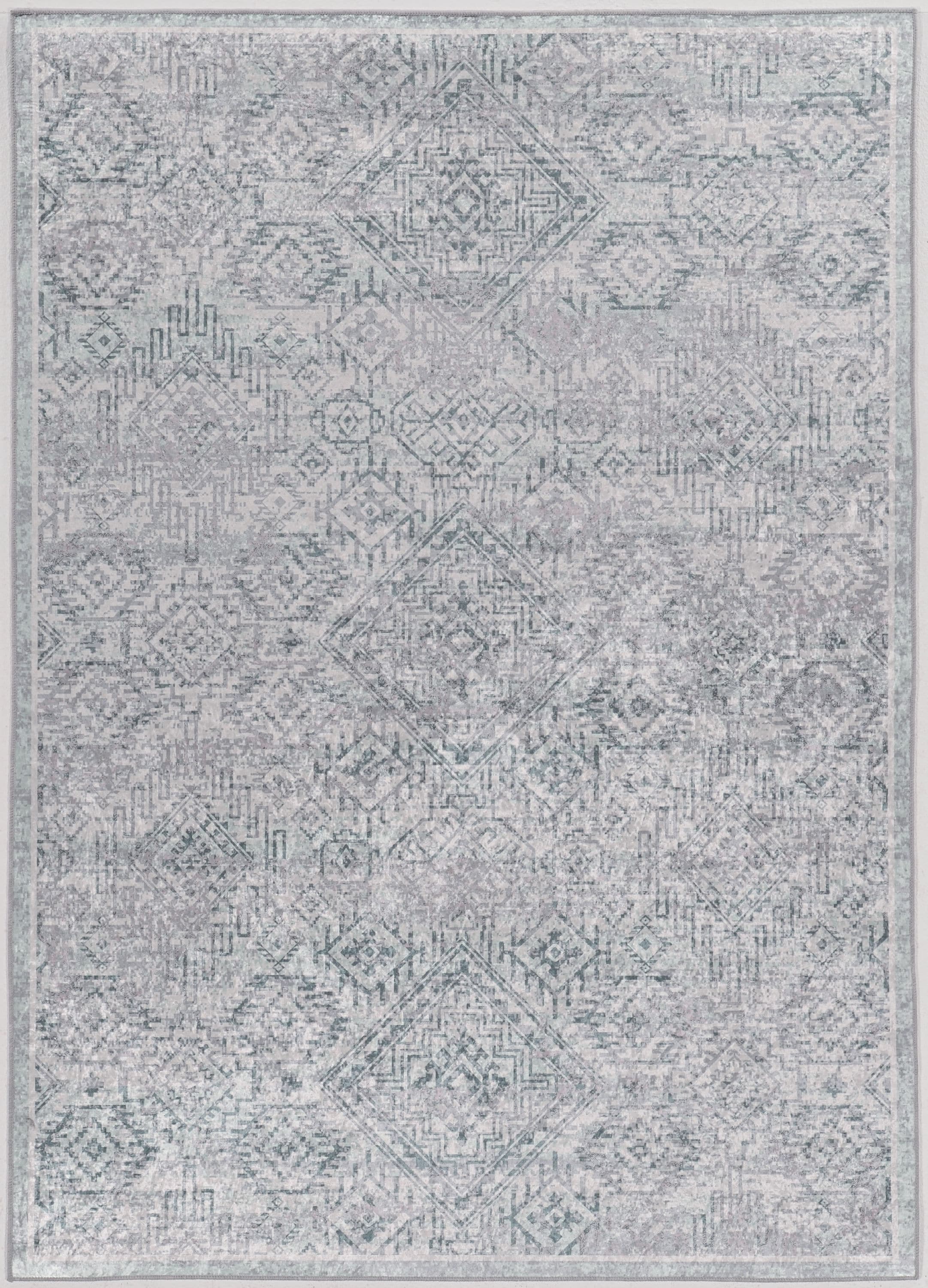 Linon RUGEM0971 Emerald 7 x 10 (ft) Polyester Grey Rectangular Indoor Geometric Area rug