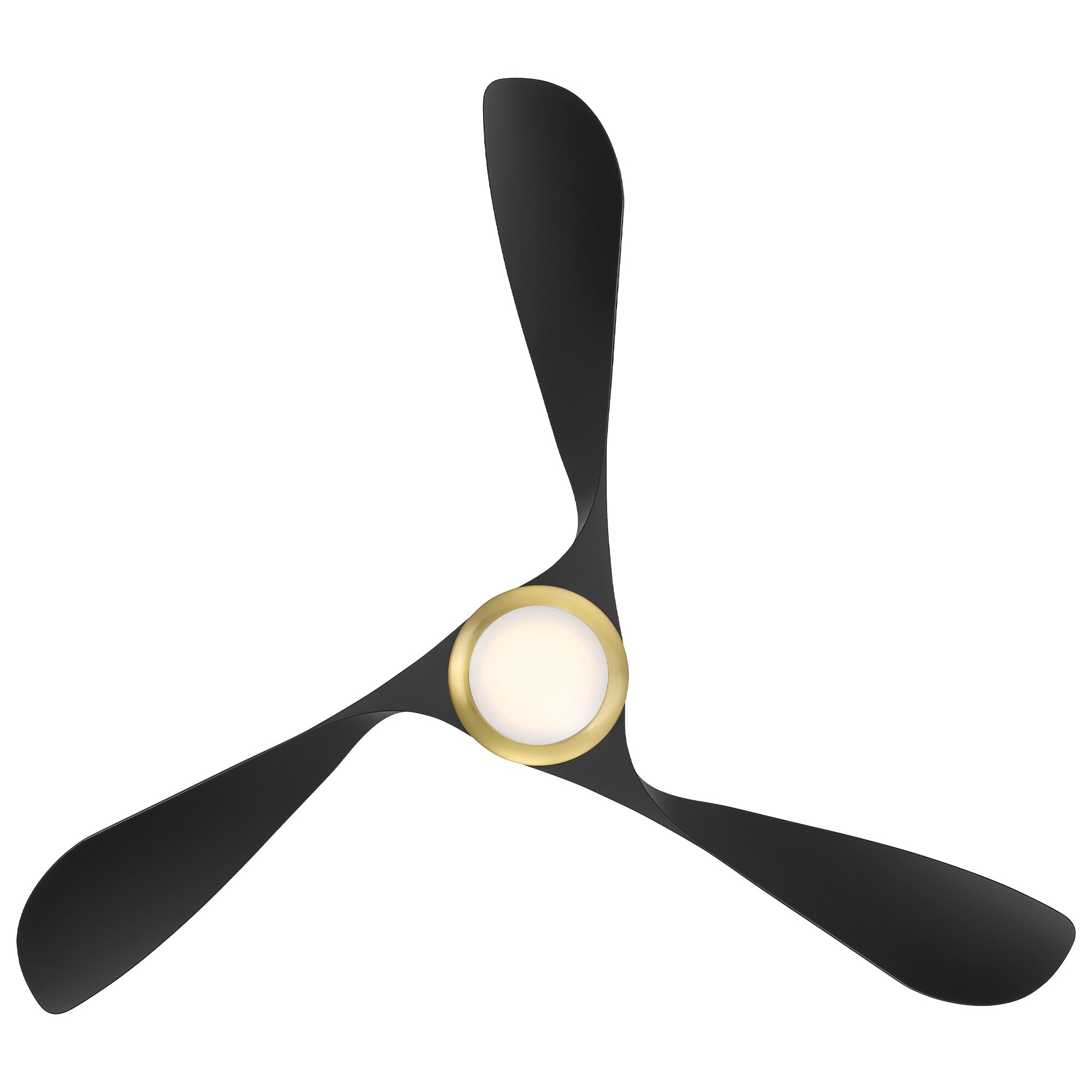 54" Soft Brass and Matte Black Smart Ceiling Fan with LED Light and Remote