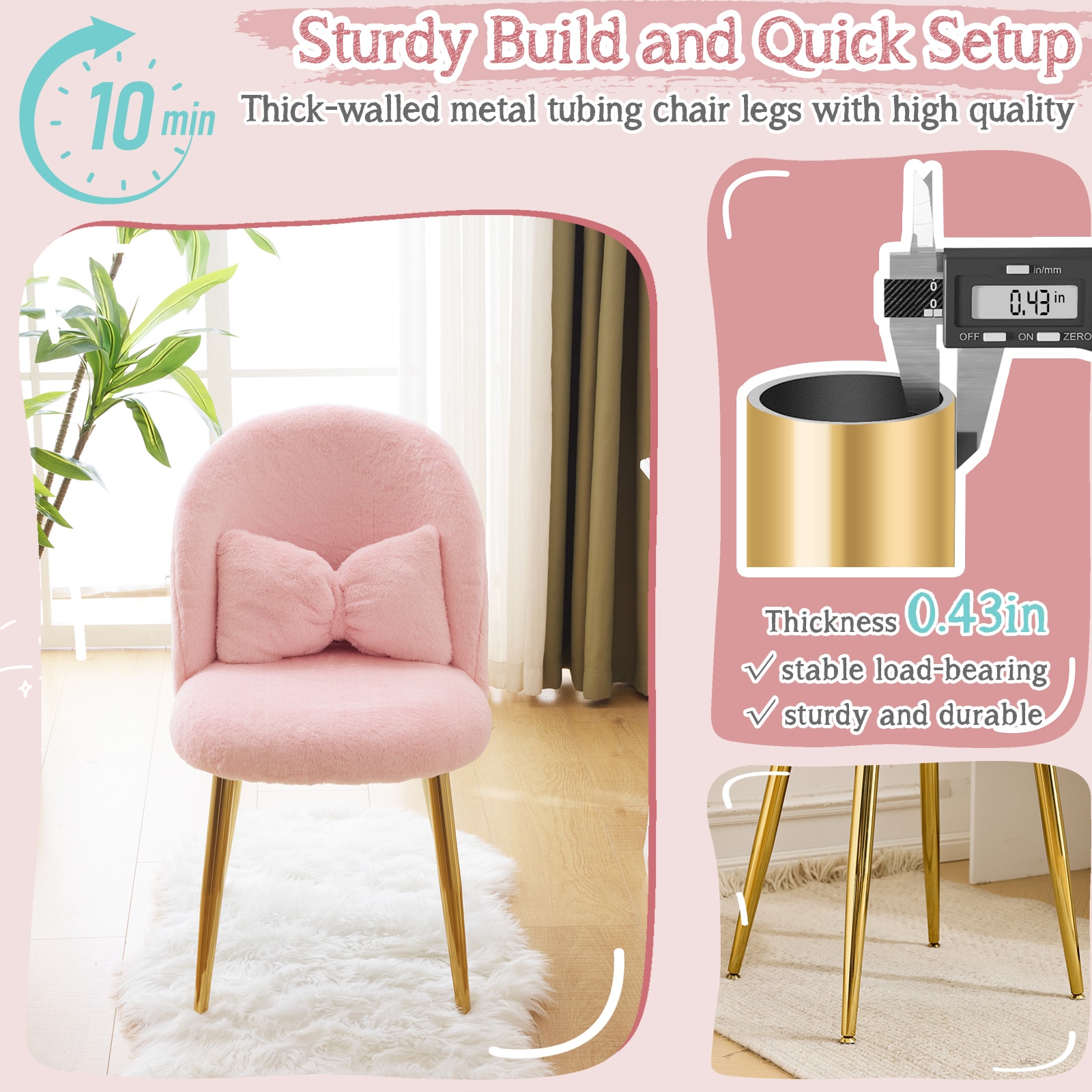 pink dresser chair Amazon.com: chairus Pink Makeup Vanity Chair with Back, Modern Faux Fur  Upholstered Small Accent Chair with Gold Metal Legs, Cute Shell Shaped  Vanity Stool Desk Chair for Living Room Bedroom Dressing Room :