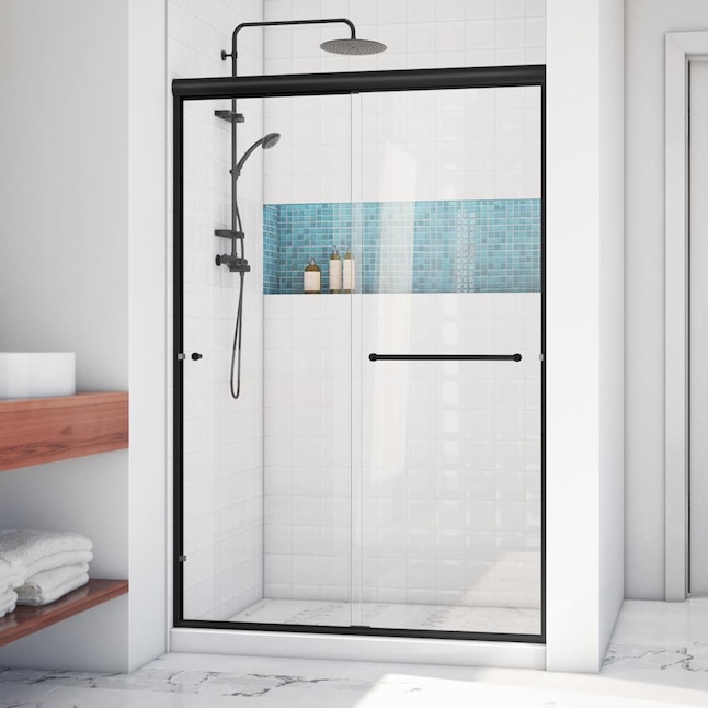 Arizona Shower Door Leser 56 In X 70 Bypass Slider Enclosure Matte Black Clear, Frameless Sliding Door Shower Enclosures