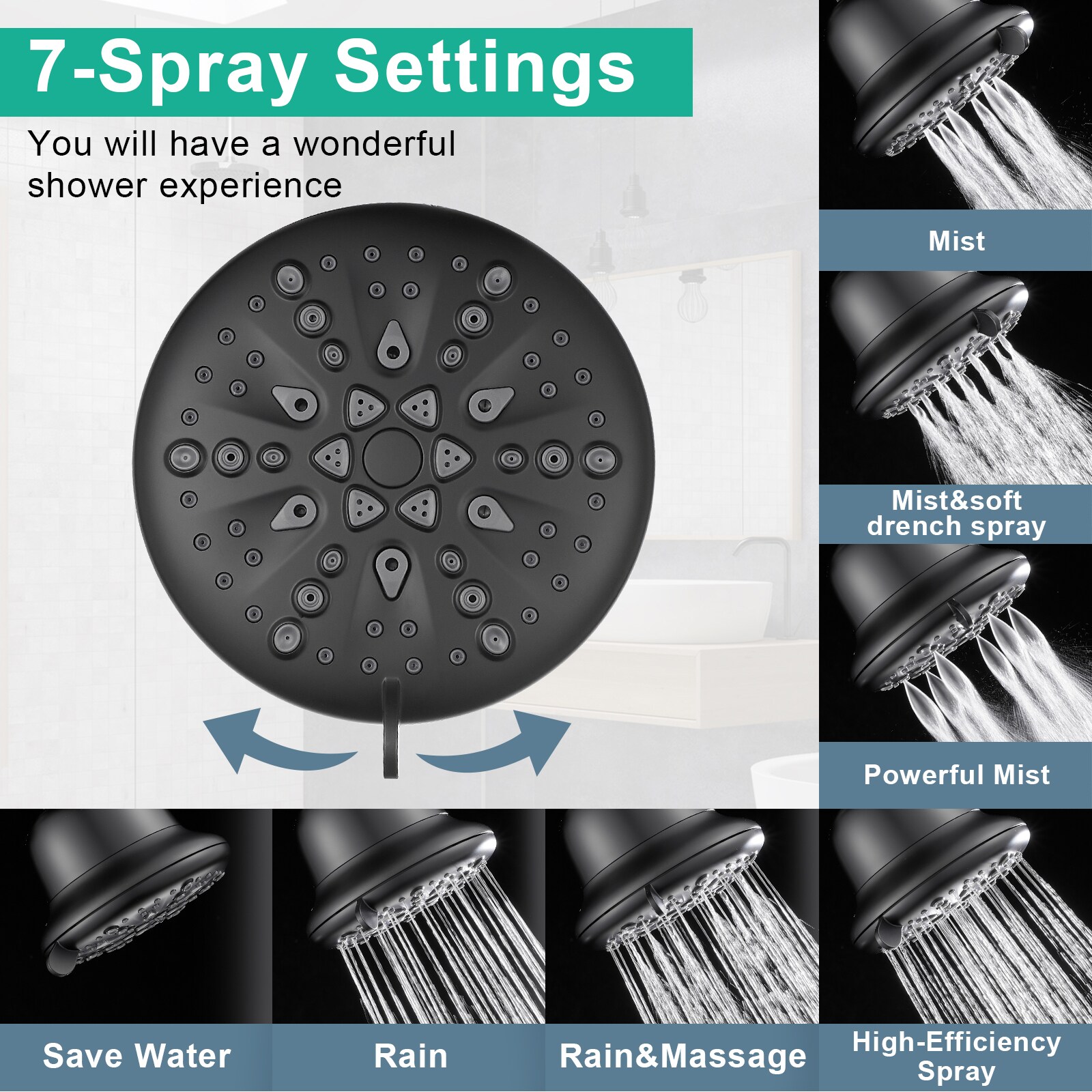 Cobbe LSKSHS0707B Fixed-Showerhead - View #2