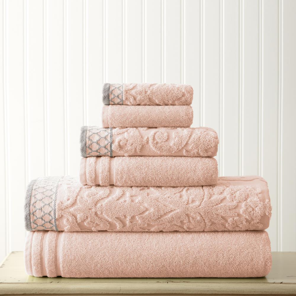Set of 6 New Jacquard Bath Mats Peach Pink 100% Cotton 28" x 20" Bathroom Floor 